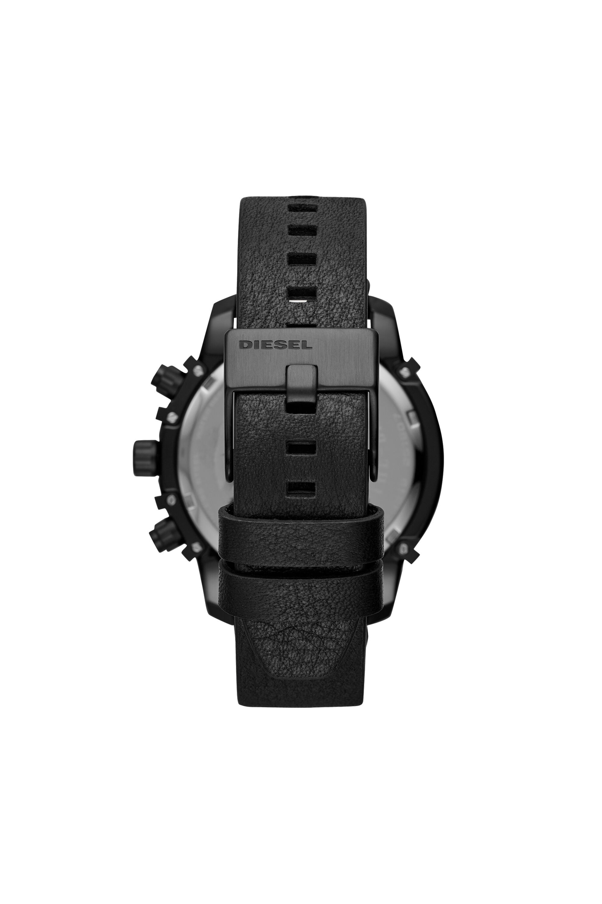 Diesel - DZ4519, Man Griffed chronograph black leather watch in Black - Image 2