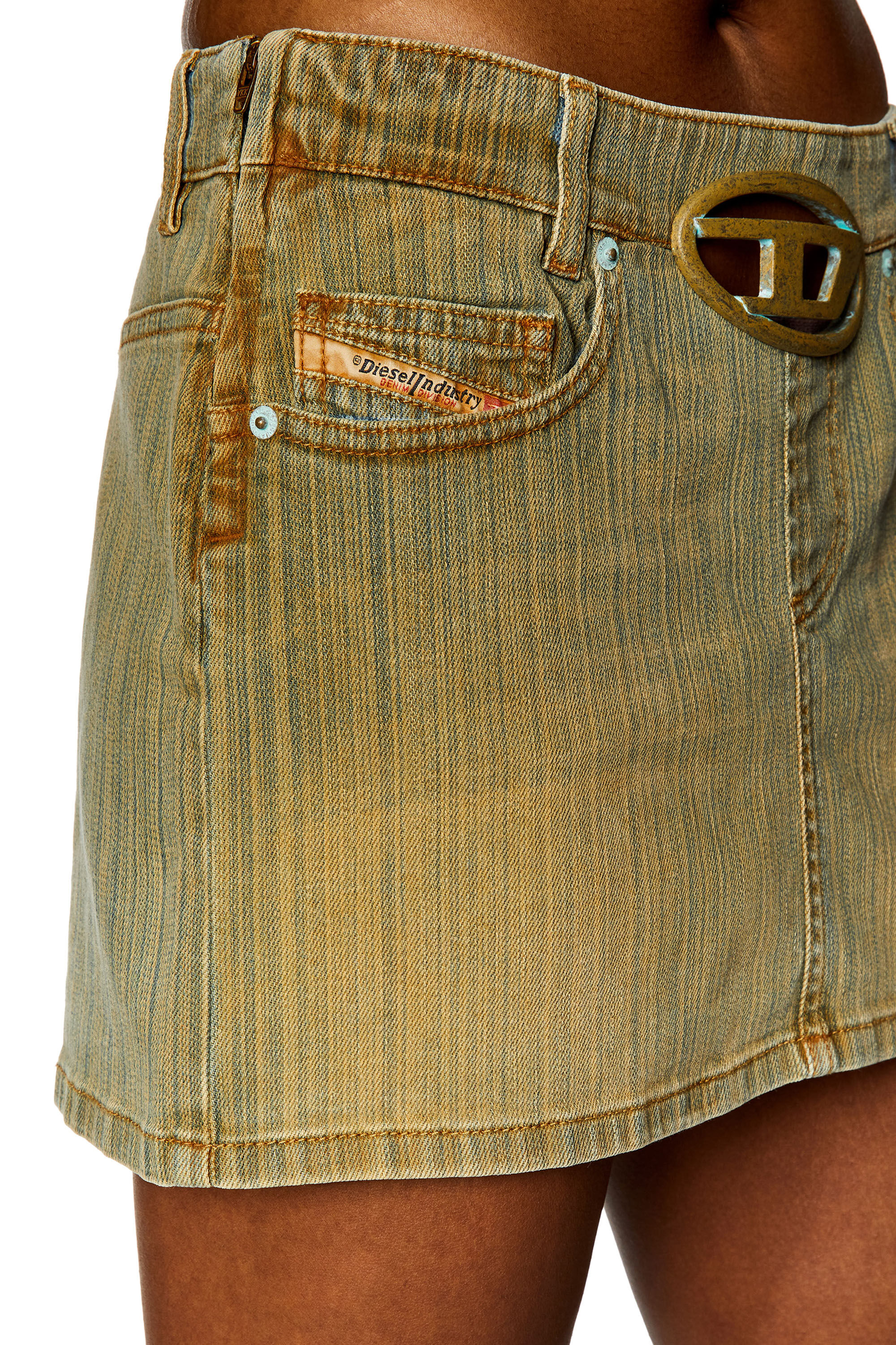 Diesel - DE-RON-FSD, Woman Mini skirt in denim with plaque in Multicolor - Image 5