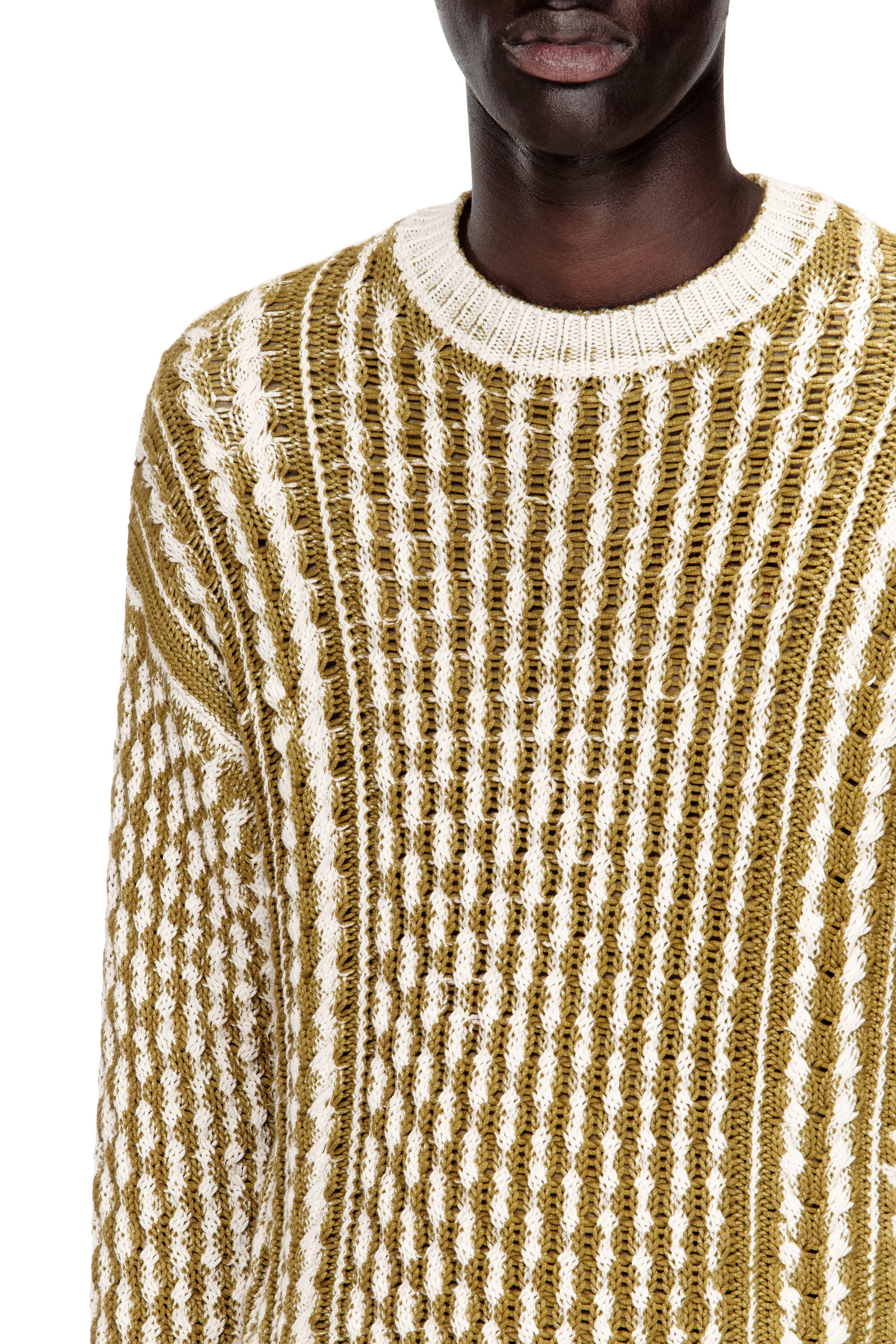 Diesel - K-MOISE, Man's Reverse-print cable-knit jumper in null - 5