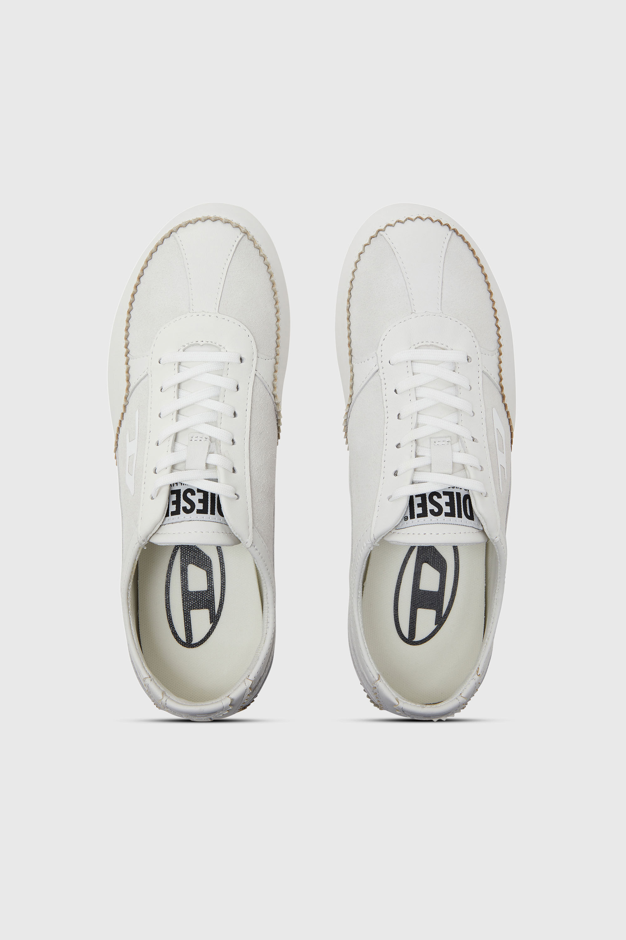 Diesel - D-MILE LOW W, Woman's D-Mile-Flat sneakers in leather and suede in White - 4