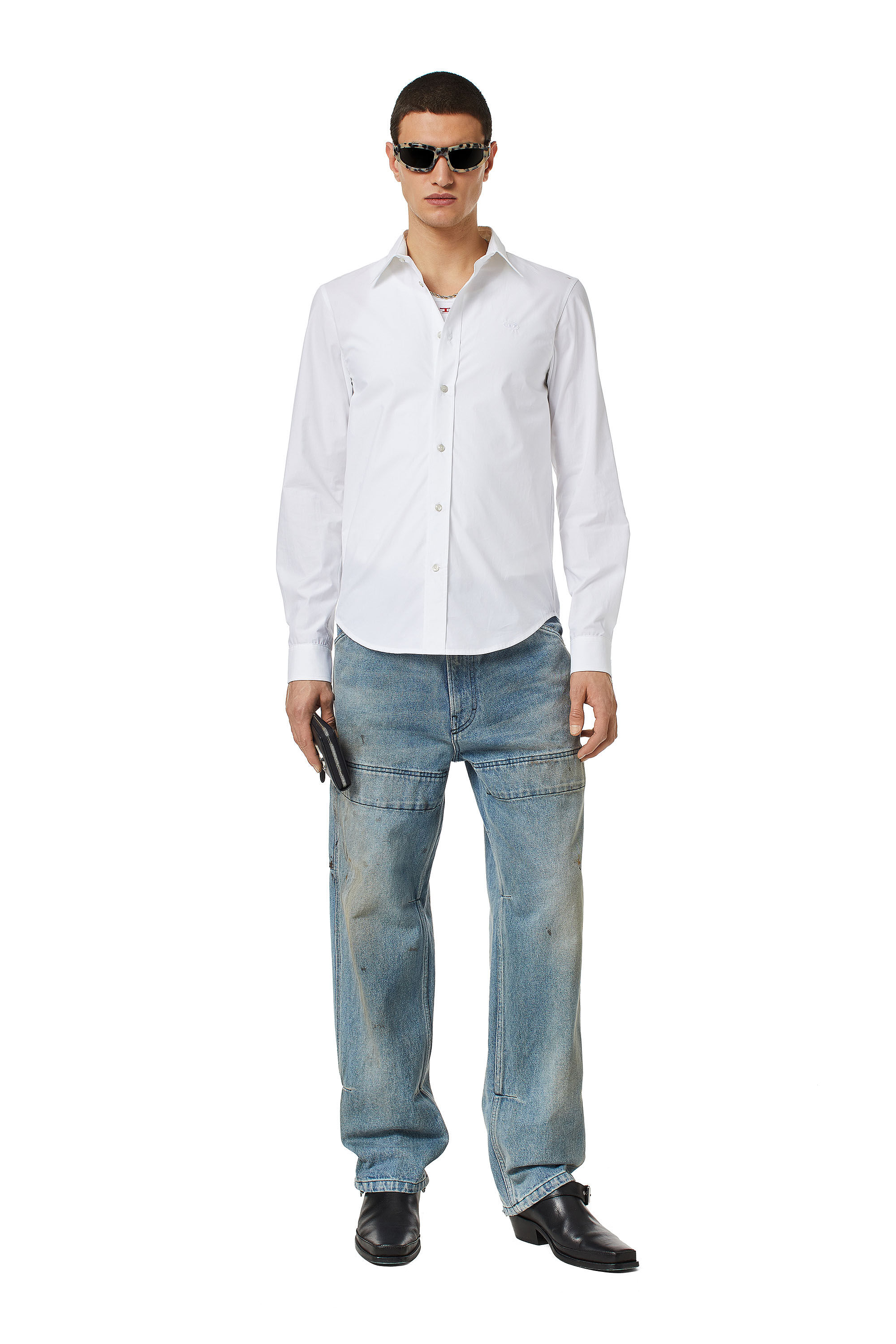 Diesel - S-BEN-CL, Man Shirt in technical cotton in White - Image 1