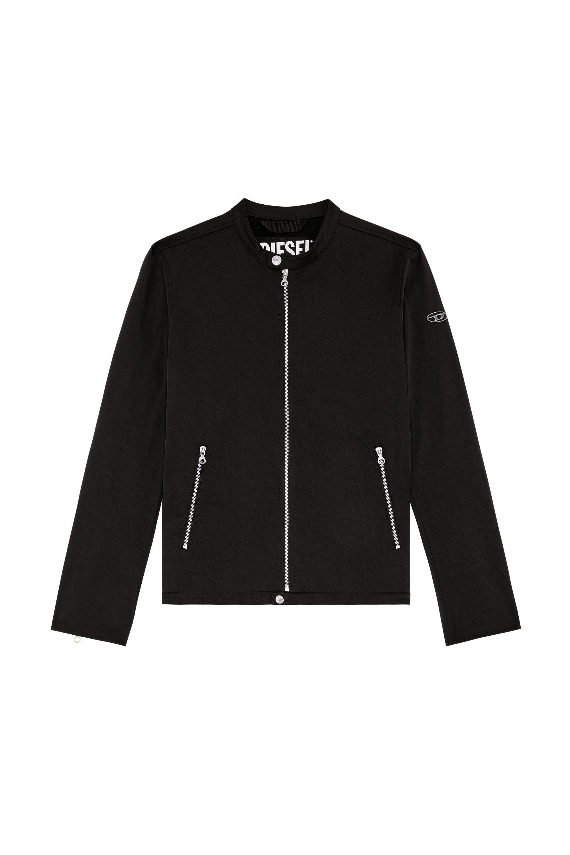 Diesel - J-GLORY-NW, Man Biker jacket in cotton-touch nylon in Black - Image 2
