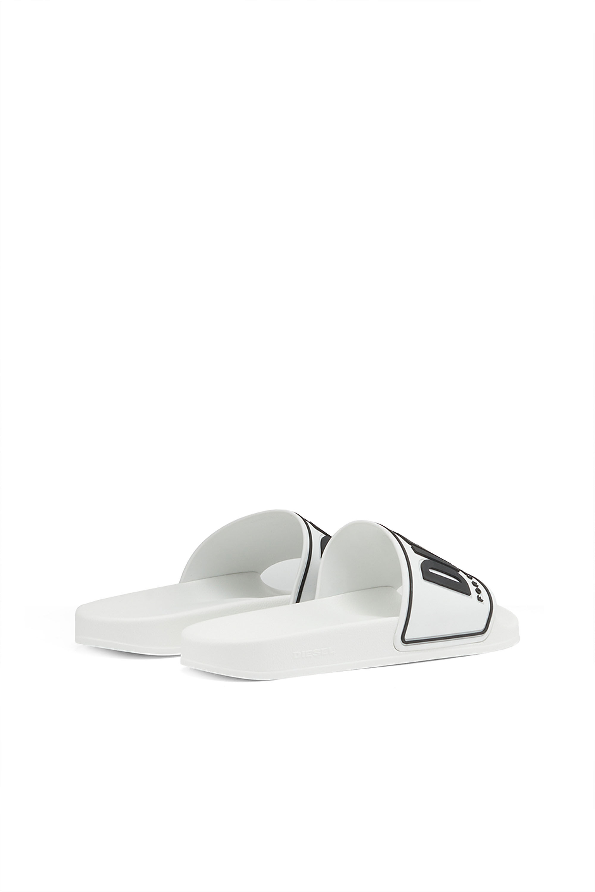 Diesel - SA-MAYEMI CC W, Woman Sa-Mayemi-Rubber slides with embossed logo in White - Image 3