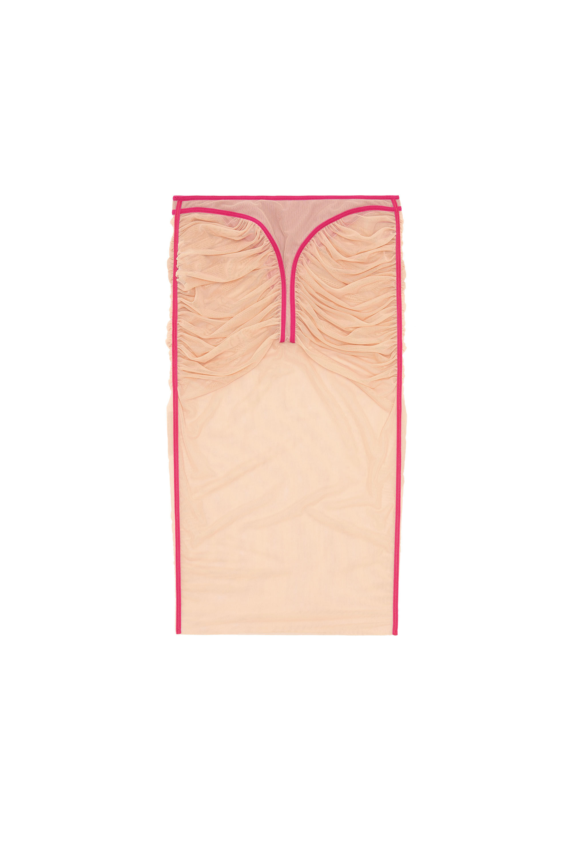 Diesel - O-LYLA, Woman Sheer midi skirt in ruched tulle in Pink - Image 2