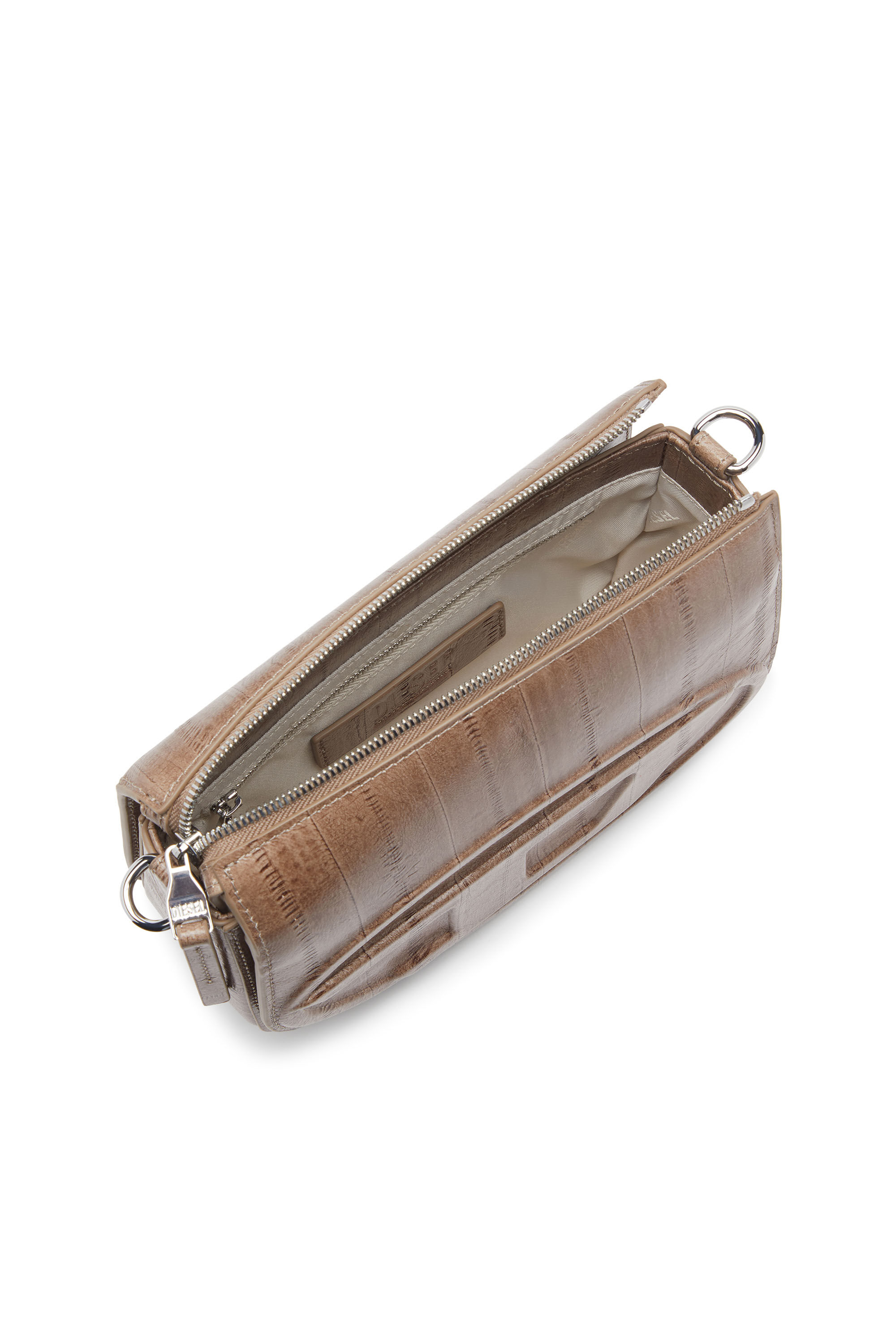 Diesel - 1DR CAMERA BAG, Unisex's 1DR-Camera bag in eel-effect leather in Light Brown - 5