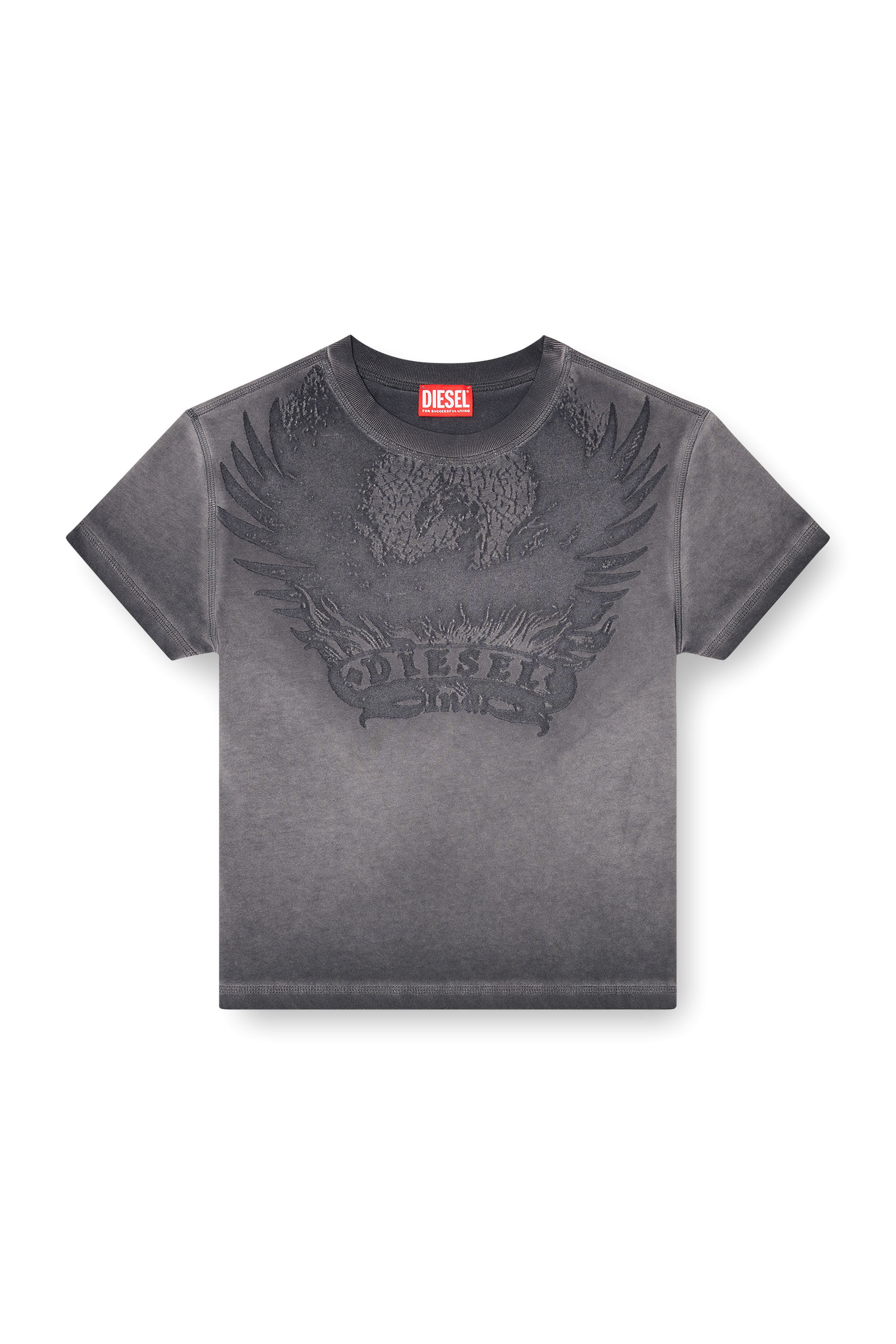 Diesel - T-ILA-AA7, Woman's Slim T-shirt with d&eacute;vor&eacute; Phoenix in Grey - 2