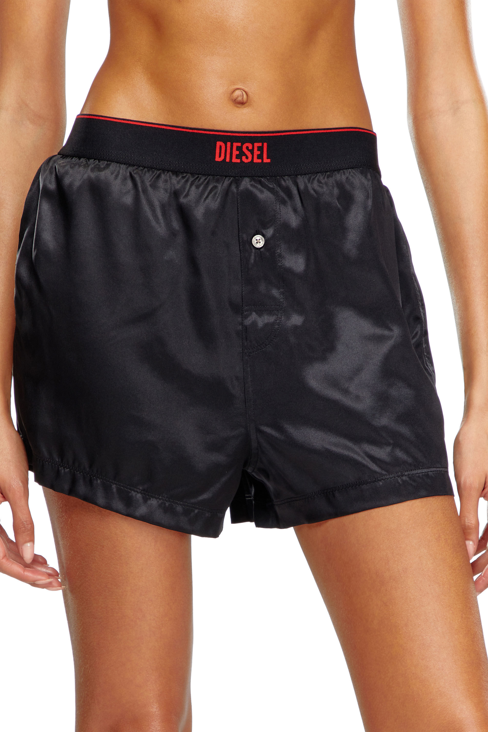 Diesel - UUBX-STARK-EL, Unisex Silk boxers with logo waist in Black - Image 5