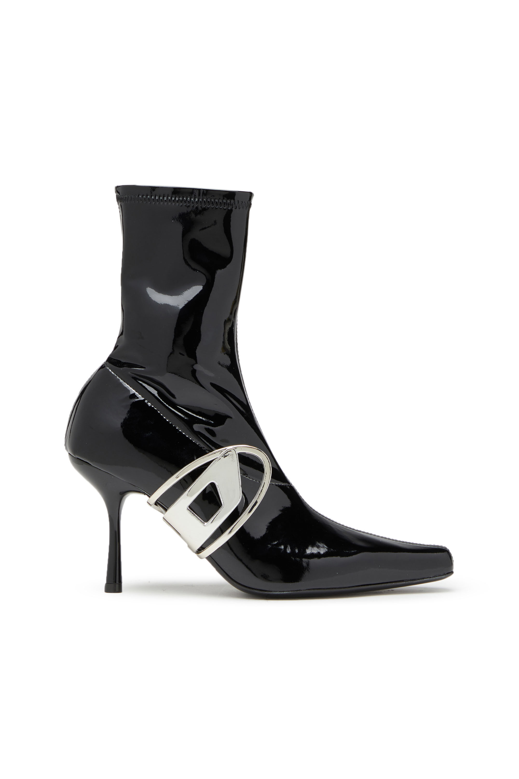 Diesel - D-ECLIPSE BT, Woman D-Eclipse BT - Patent ankle boots with oval D plaque in Black - Image 1