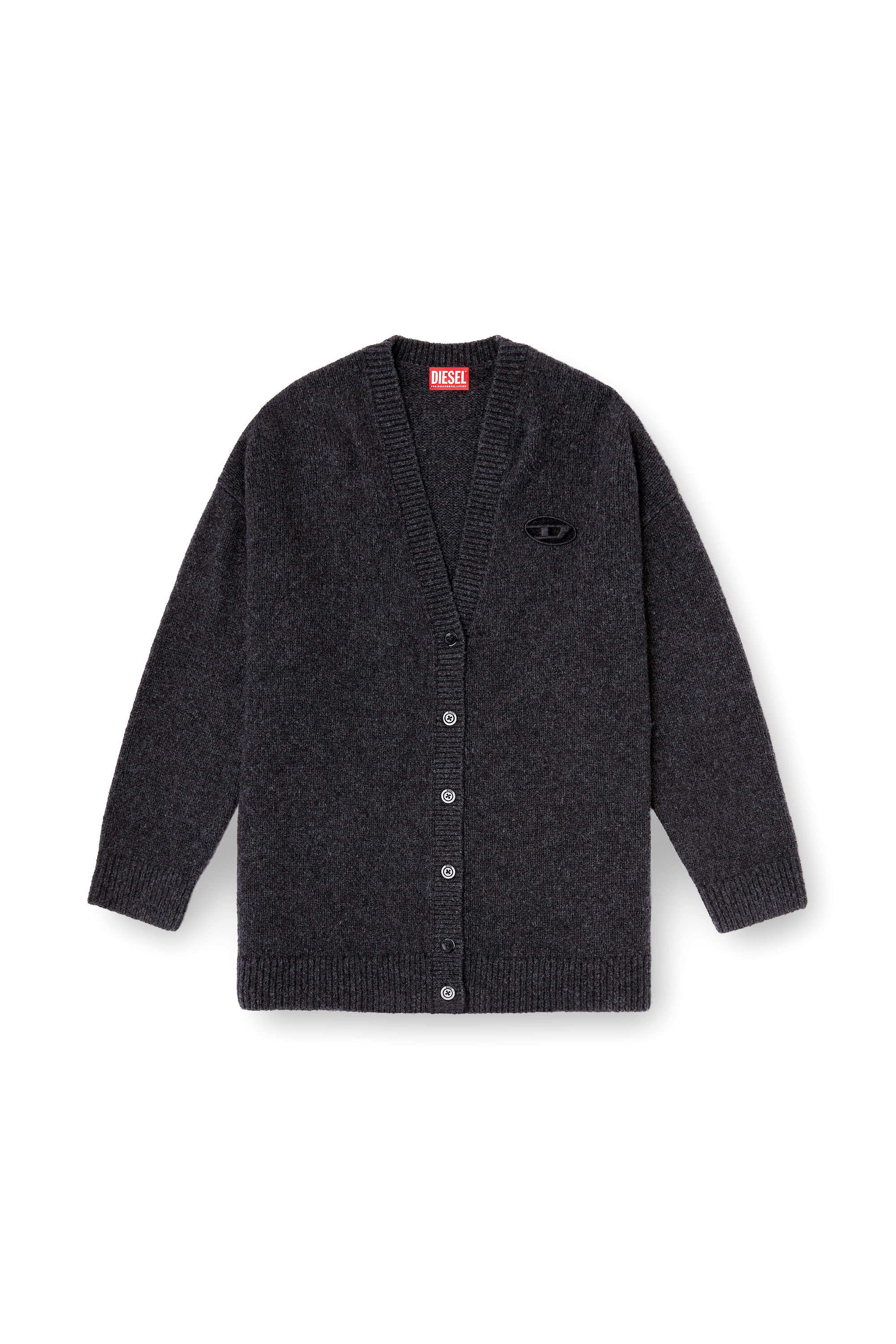 Diesel - M-AREELA, Woman's Cardigan in wool and alpaca blend in Black/Grey - 2