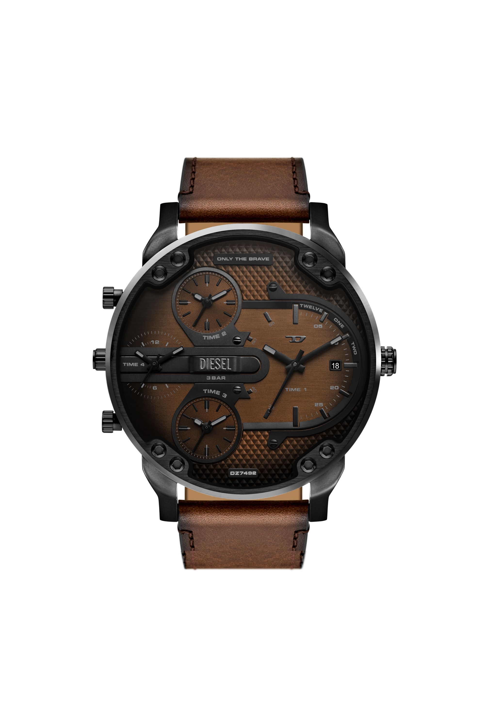 Men's Mega Chief Slim brown leather watch | Brown | Diesel MA