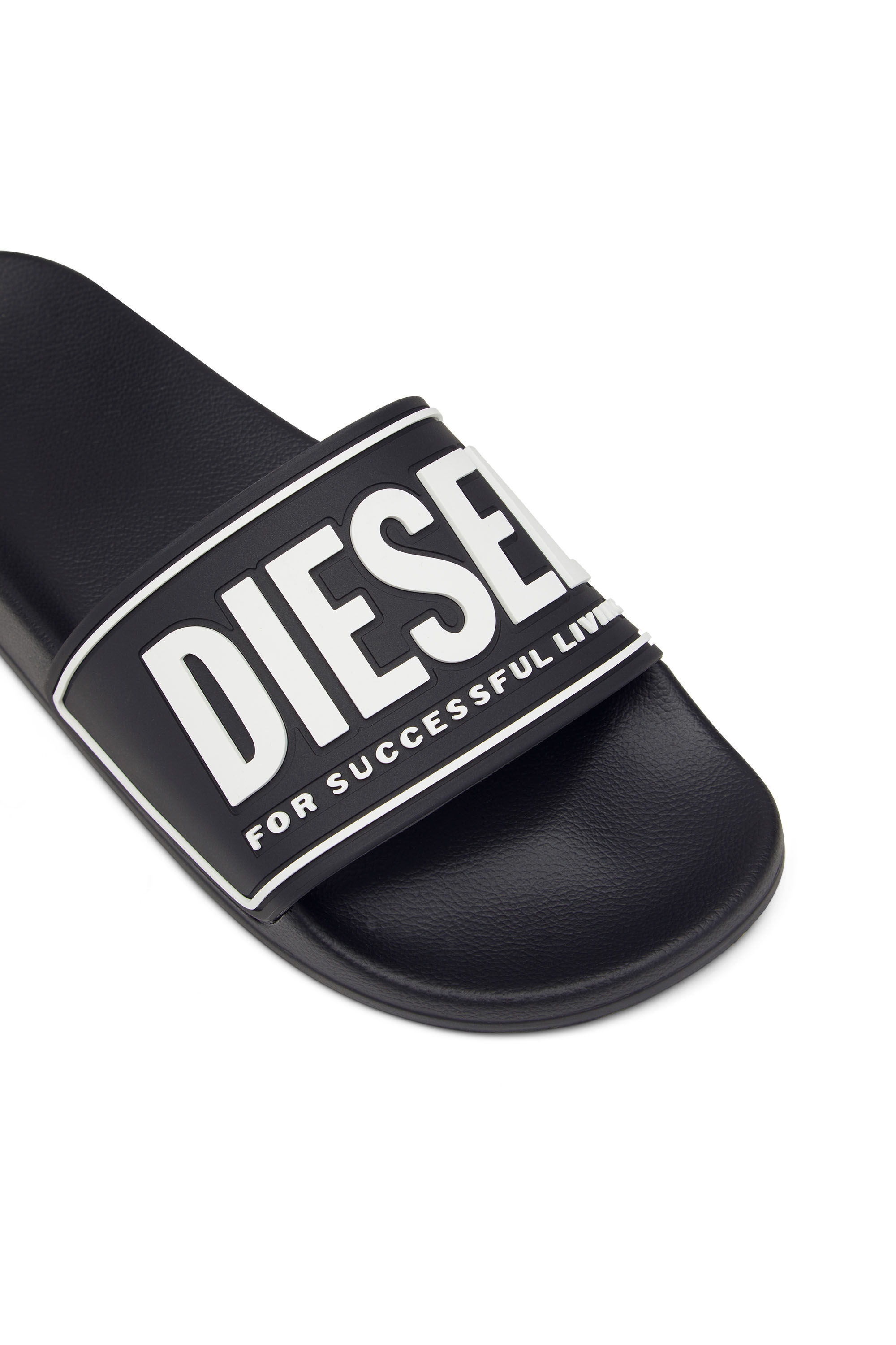 Diesel - SA-MAYEMI CC W, Woman Sa-Mayemi-Rubber slides with embossed logo in Black - Image 6