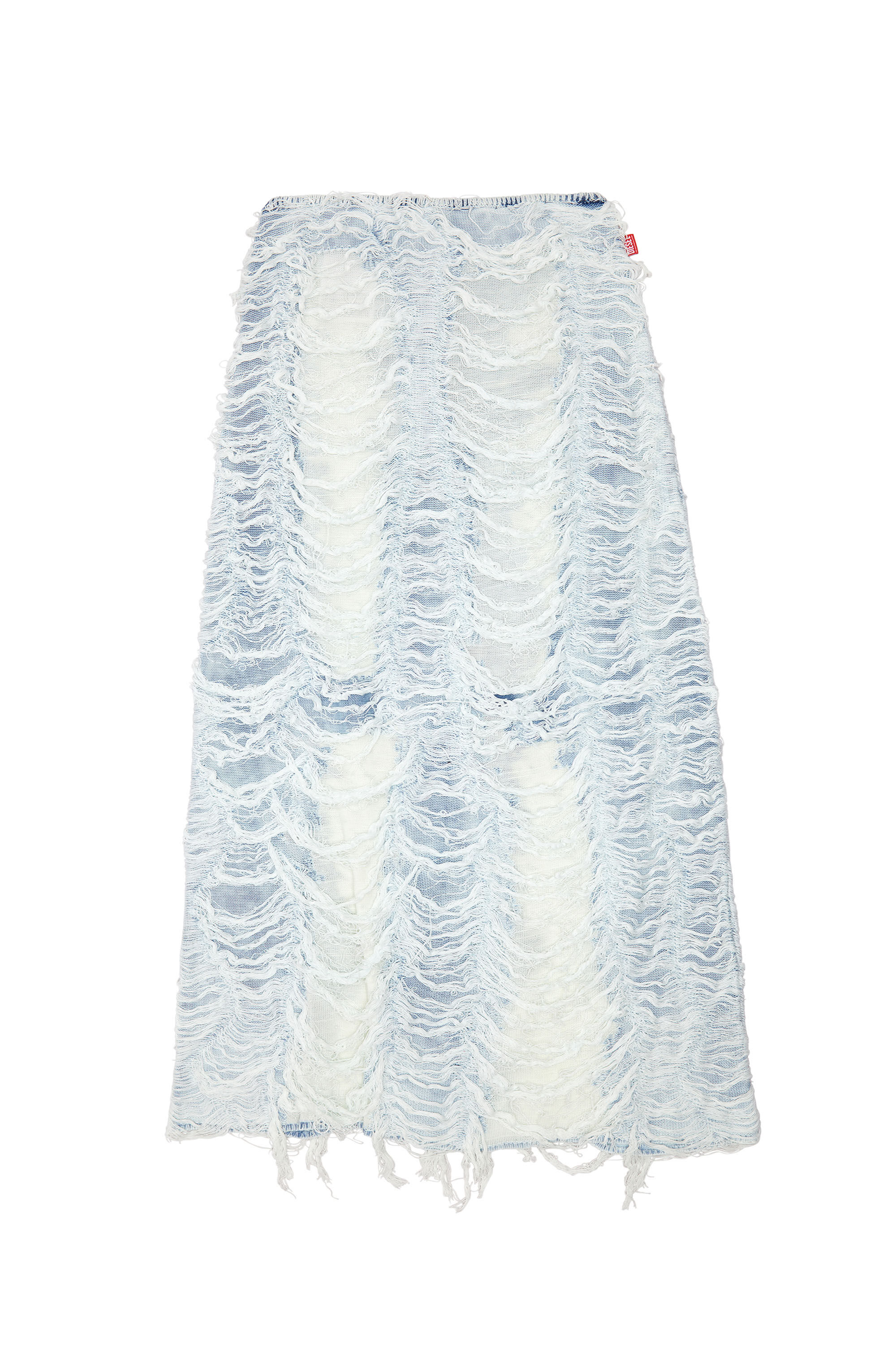 Diesel - M-FIAMMETTA, Woman Long column skirt in destroyed knit in Blue - Image 2