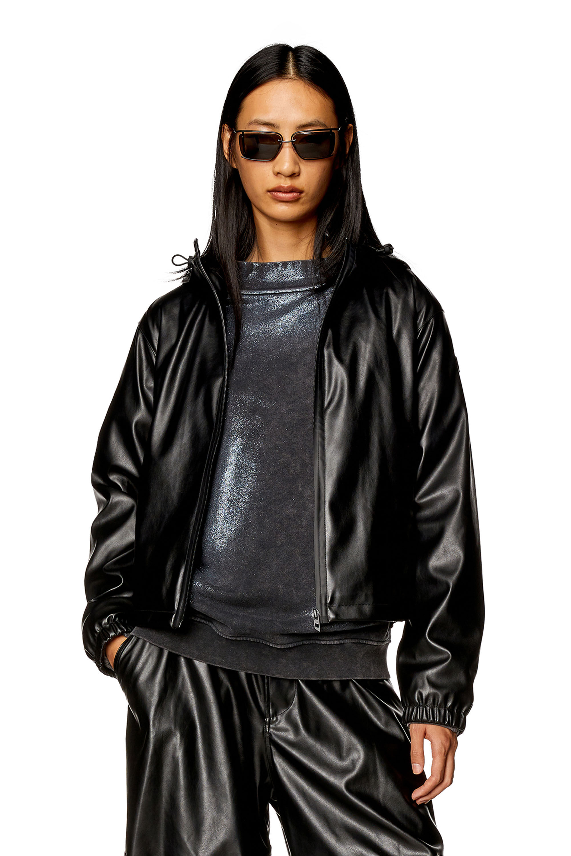 Diesel - G-BONNY-N1, Woman Hooded jacket in coated fabric in Black - Image 3