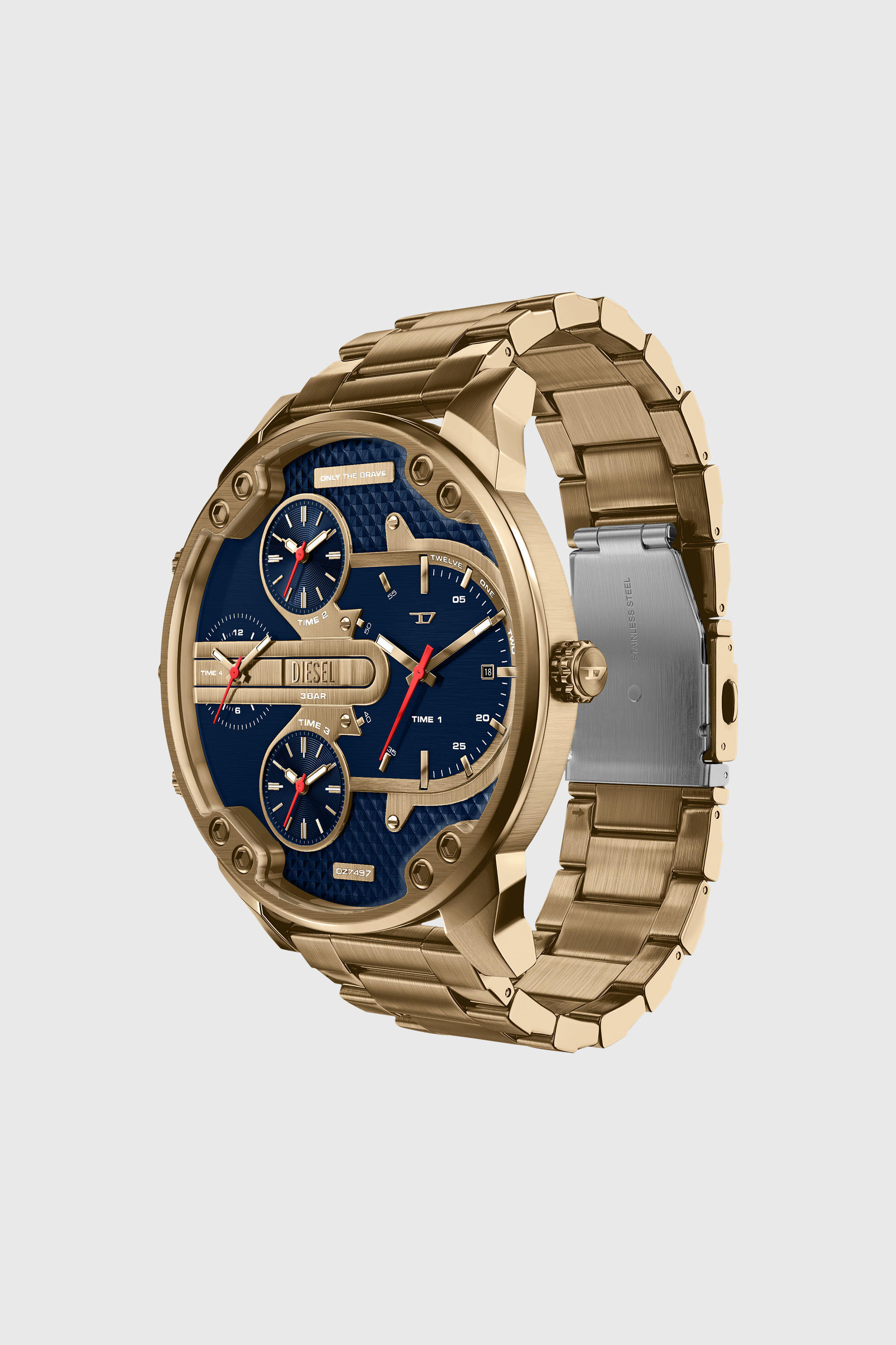 Diesel - DZ7497 WATCH, Man's Mr. Daddy Slim date antique gold-tone stainless steel watch in Gold - 5