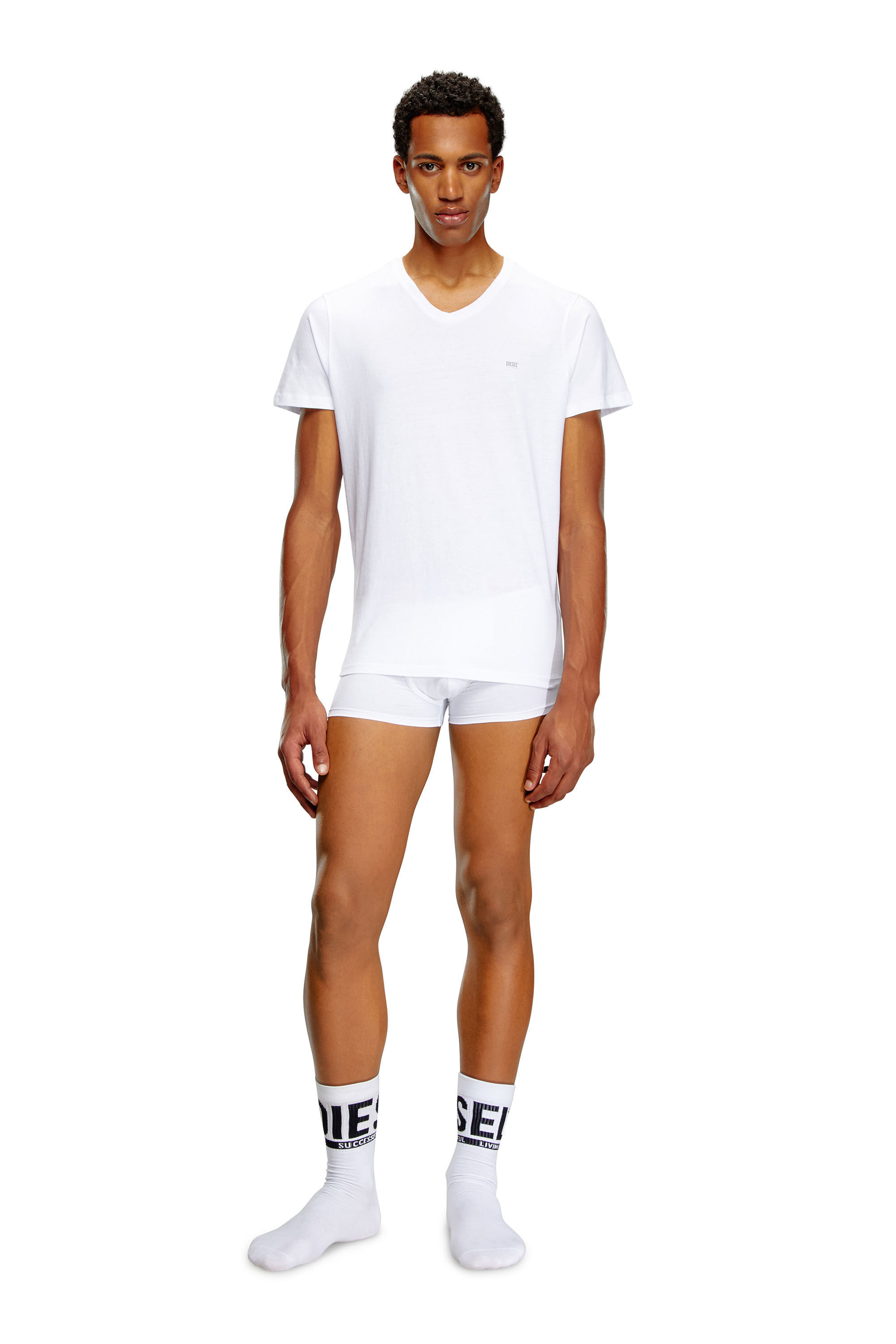 Diesel - UMTEE-MICHAEL3PACK, Man's Three-pack of V-neck T-shirts in White - 1