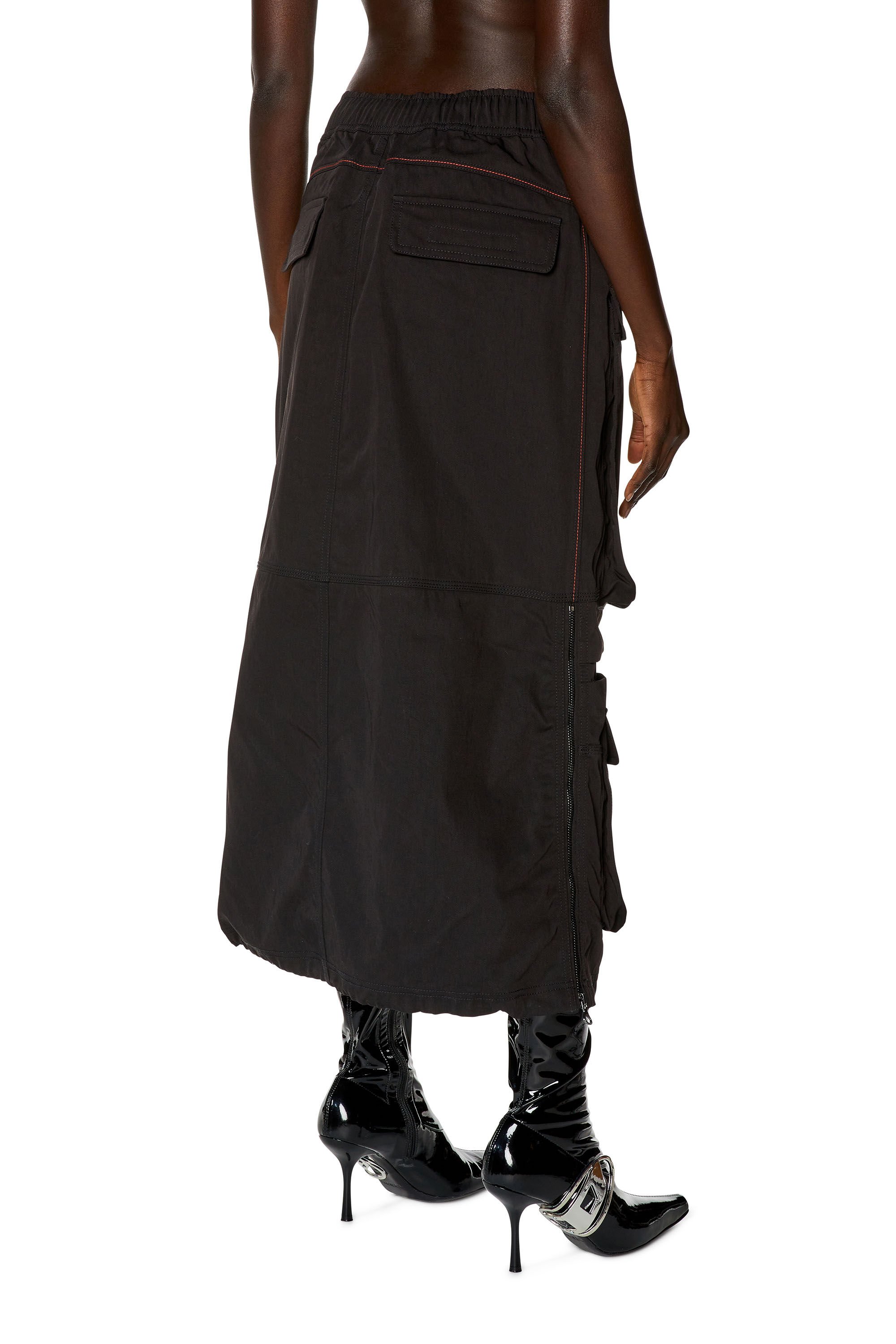 Diesel - O-MIRT, Woman Cargo skirt in nylon twill in Black - Image 4