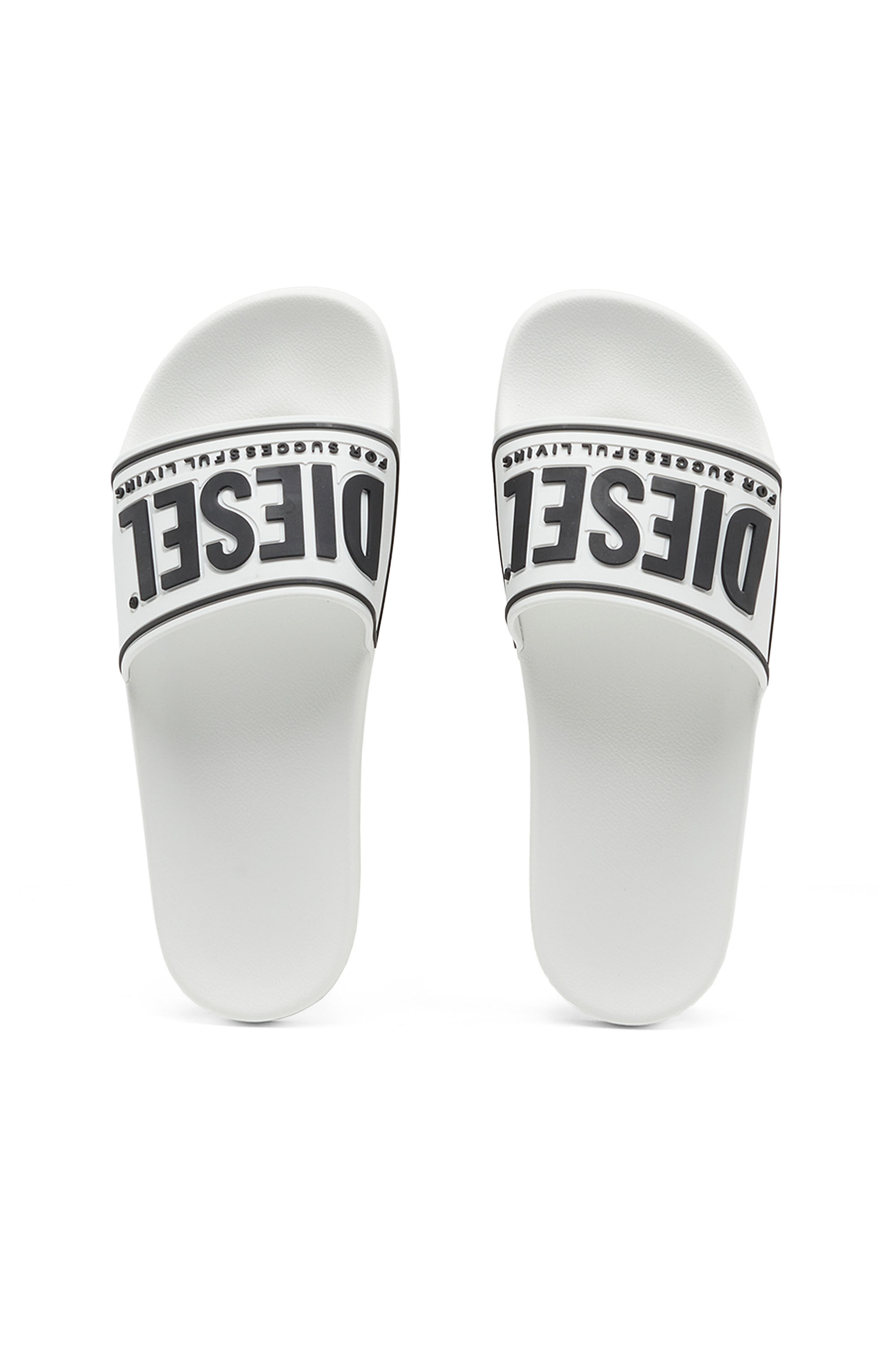 Diesel - SA-MAYEMI CC W, Woman Sa-Mayemi-Rubber slides with embossed logo in White - Image 4
