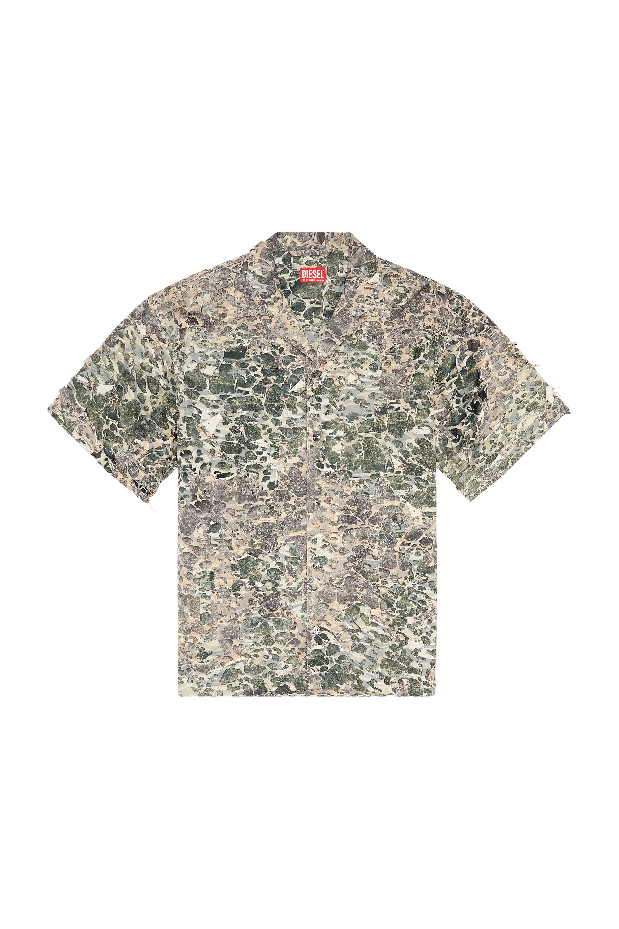 Diesel - S-HOCKNEY-CAMU, Man Camo shirt with destroyed finish in Multicolor - Image 2