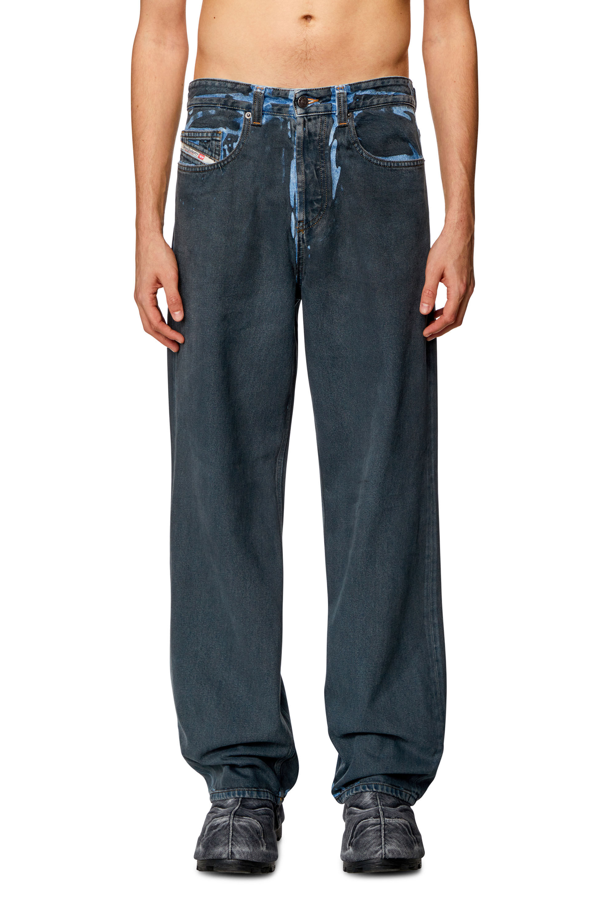 Diesel - Man Straight Jeans 2001 D-Macro 09I47, Black/Dark grey - Image 3