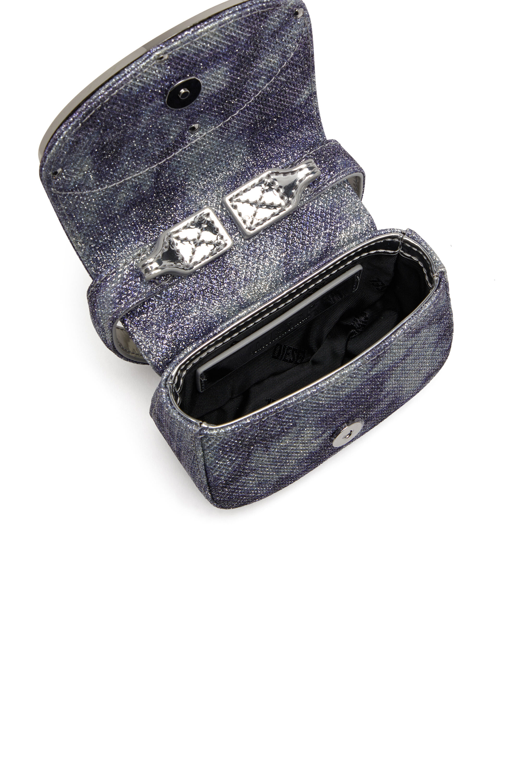 Diesel - 1DR XS, Woman's 1DR Xs-Iconic mini bag in shimmer fabric in Blue - 5