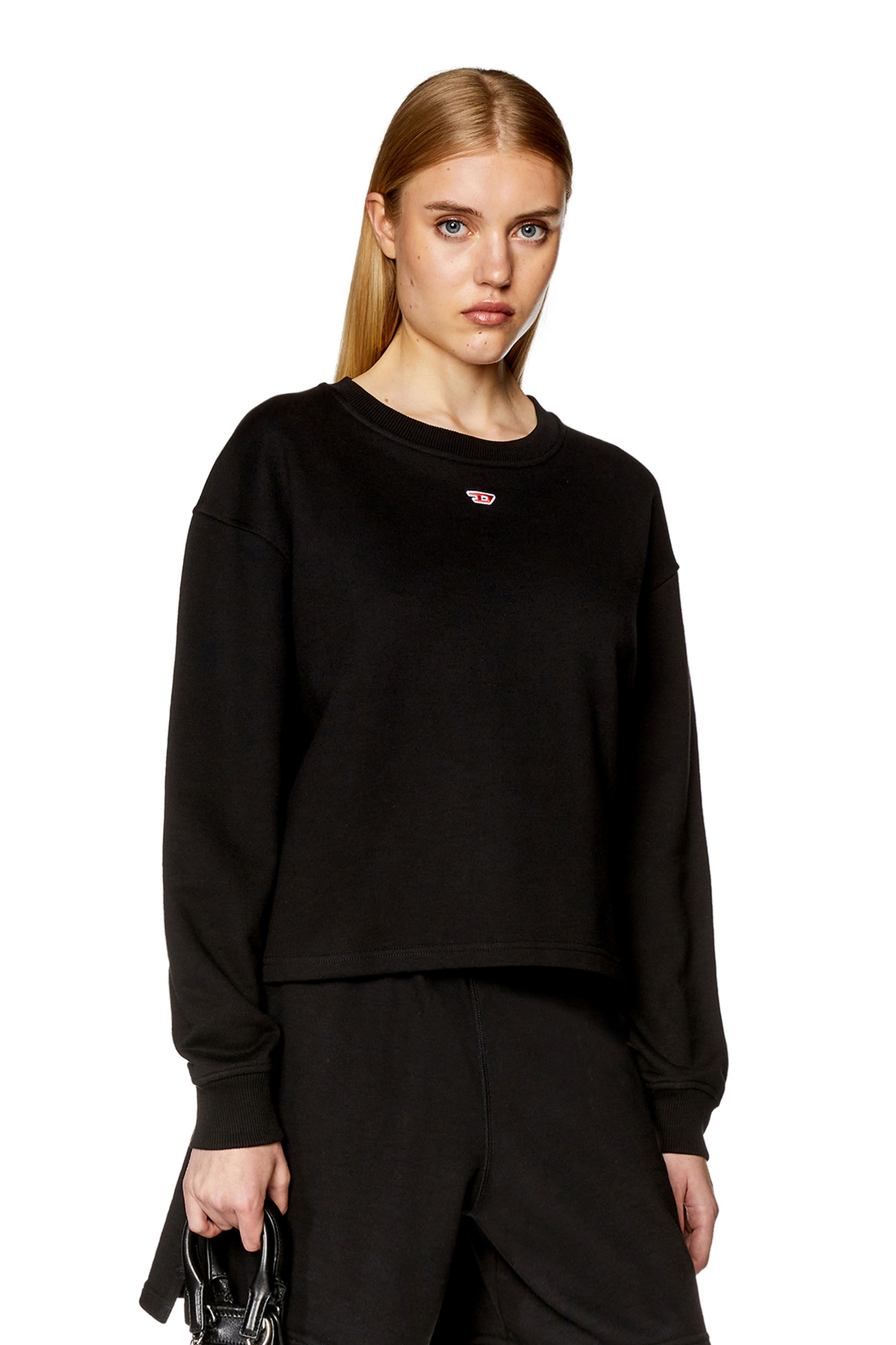 Diesel - F-JARAL-D, Woman Oversized sweatshirt with D patch in Black - Image 3