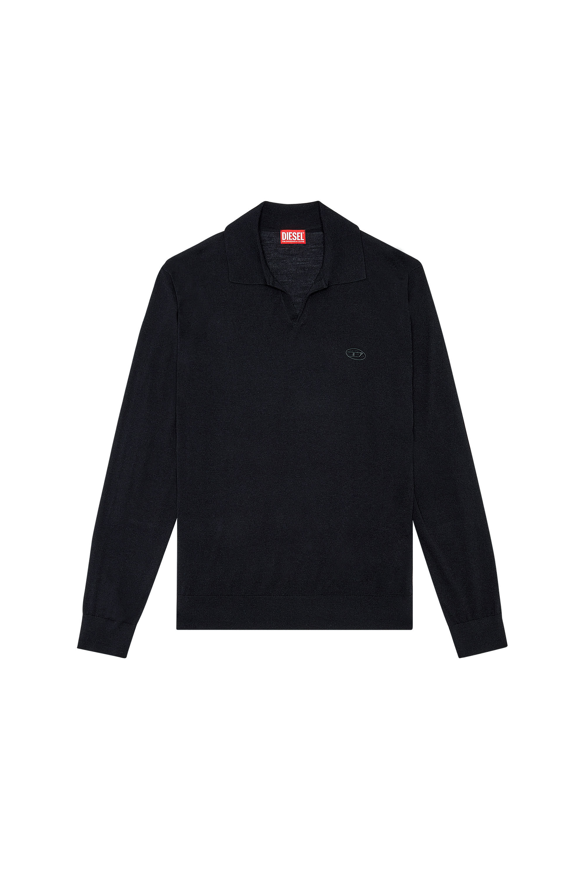 Diesel - K-GLARE, Man Wool jumper with polo collar in Black - Image 2