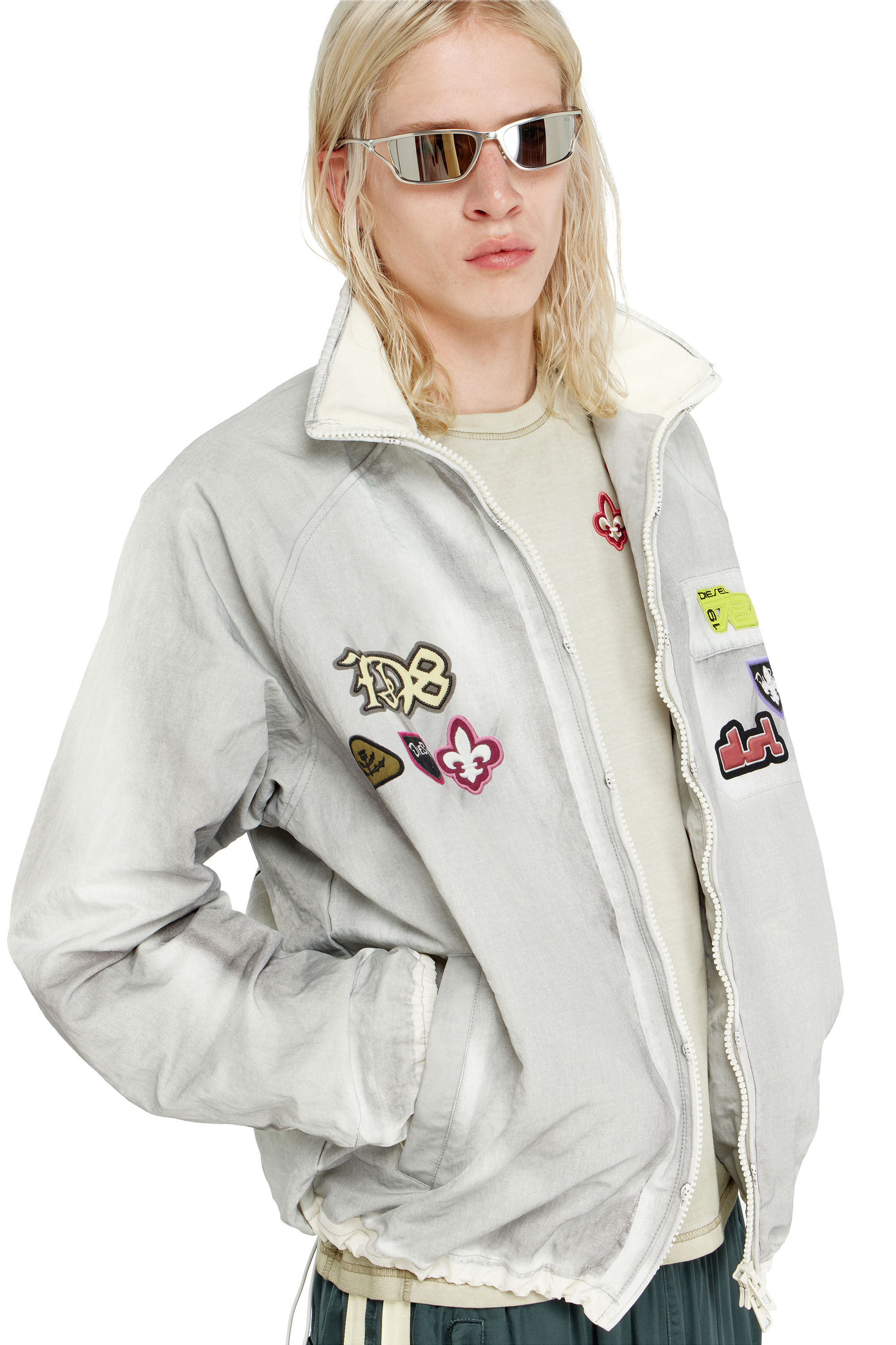Diesel - J-PATCH, Man's Windbreaker with trompe l&rsquo;oeil patches in null - 6