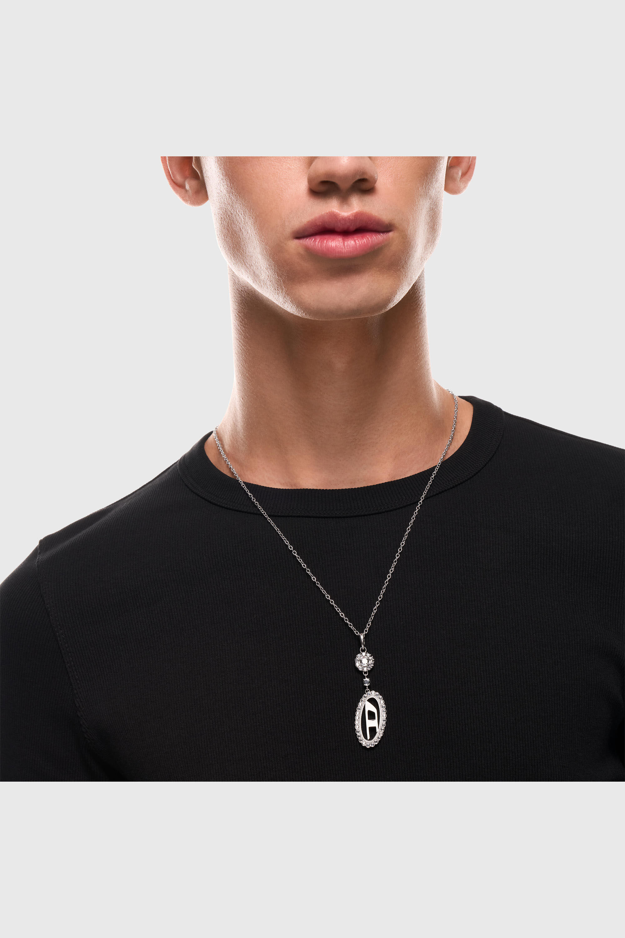 Diesel - DX1750040, Unisex's Stainless steel pave pendant necklace in Silver - 5