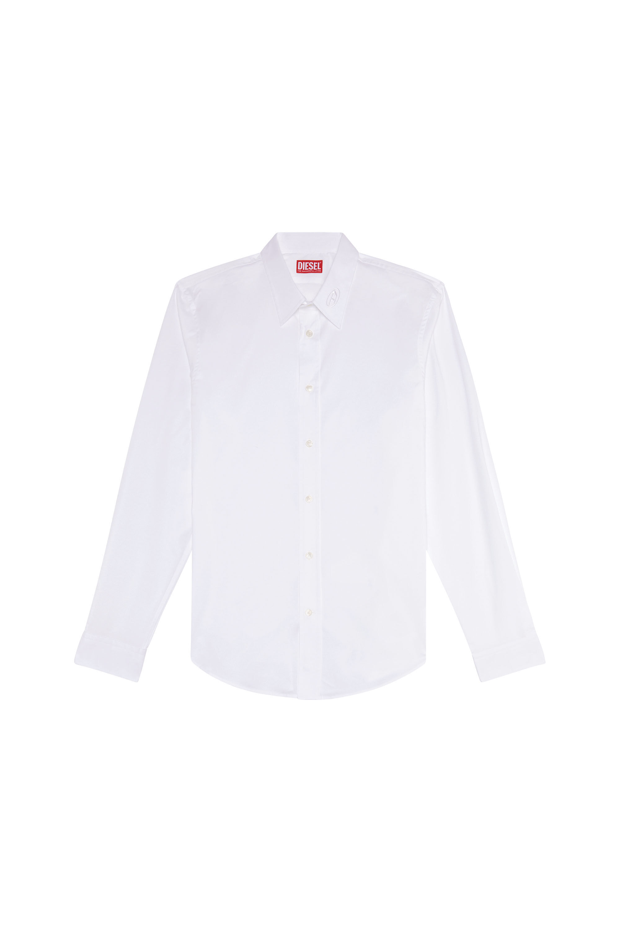 Diesel - S-BENNY-CL, Man Micro-twill shirt with tonal embroidery in White - Image 2