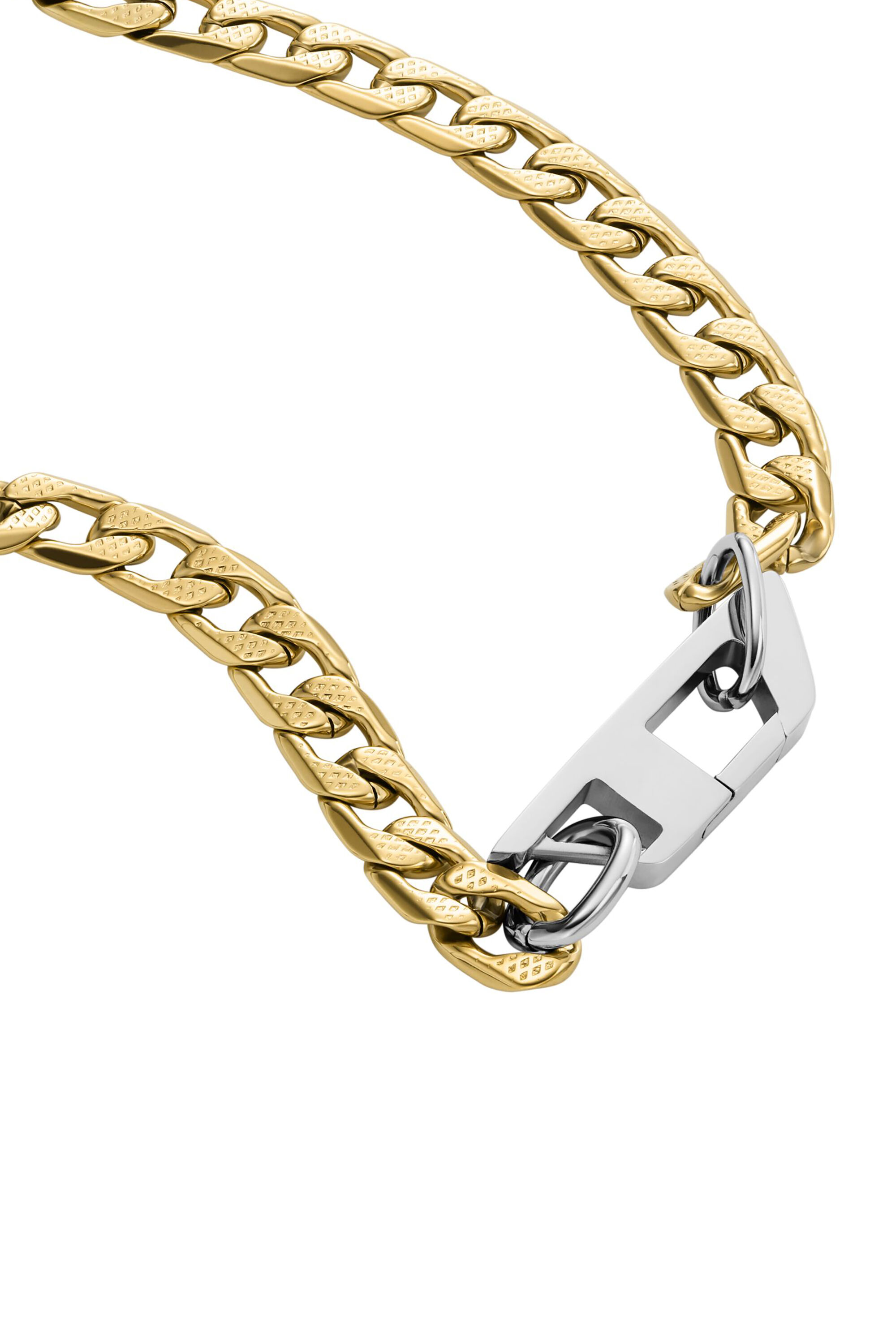 Diesel - DX1438, Unisex D Logo Two-Tone Chain Necklace in Oro - Image 1