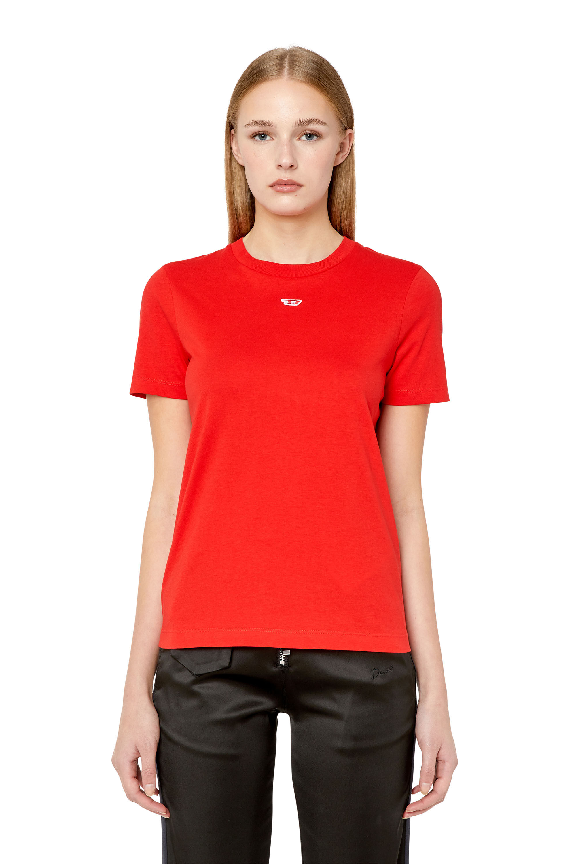 Diesel - T-REG-D, Woman T-shirt with mini logo patch in Red - Image 3
