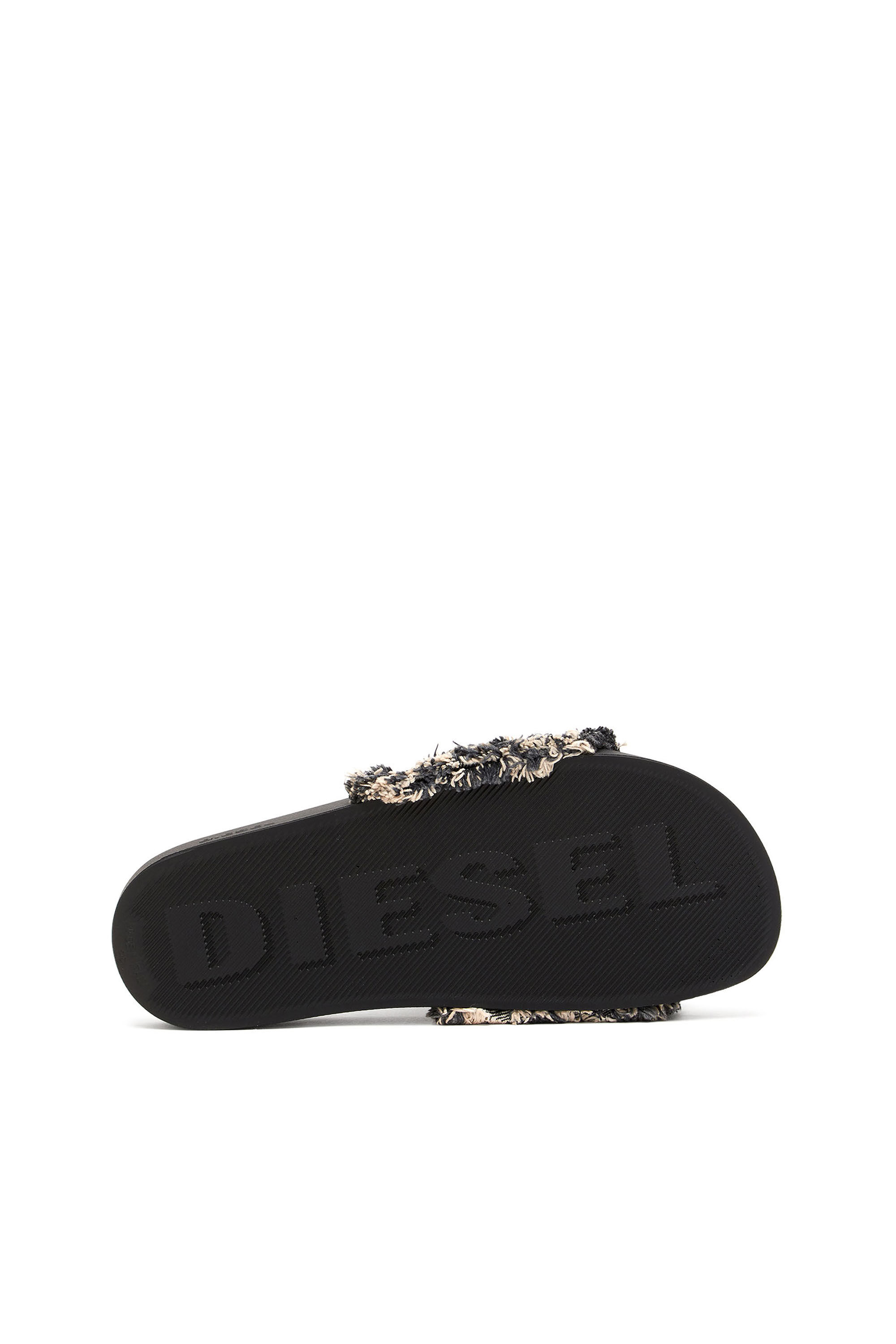 Diesel - SA-SLIDE D DENIM, Woman Sa-Slide D-Fringed denim slides in Black - Image 5