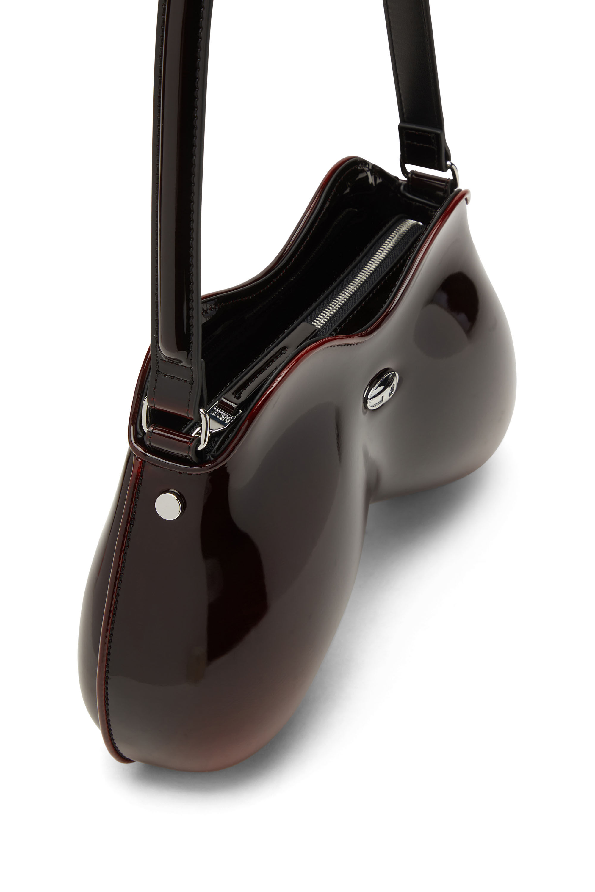 Diesel - DOUBLE-D SHOULDER, Woman's Double-D-Rigid shoulder bag in dégradé glossy PU in Burgundy - 5