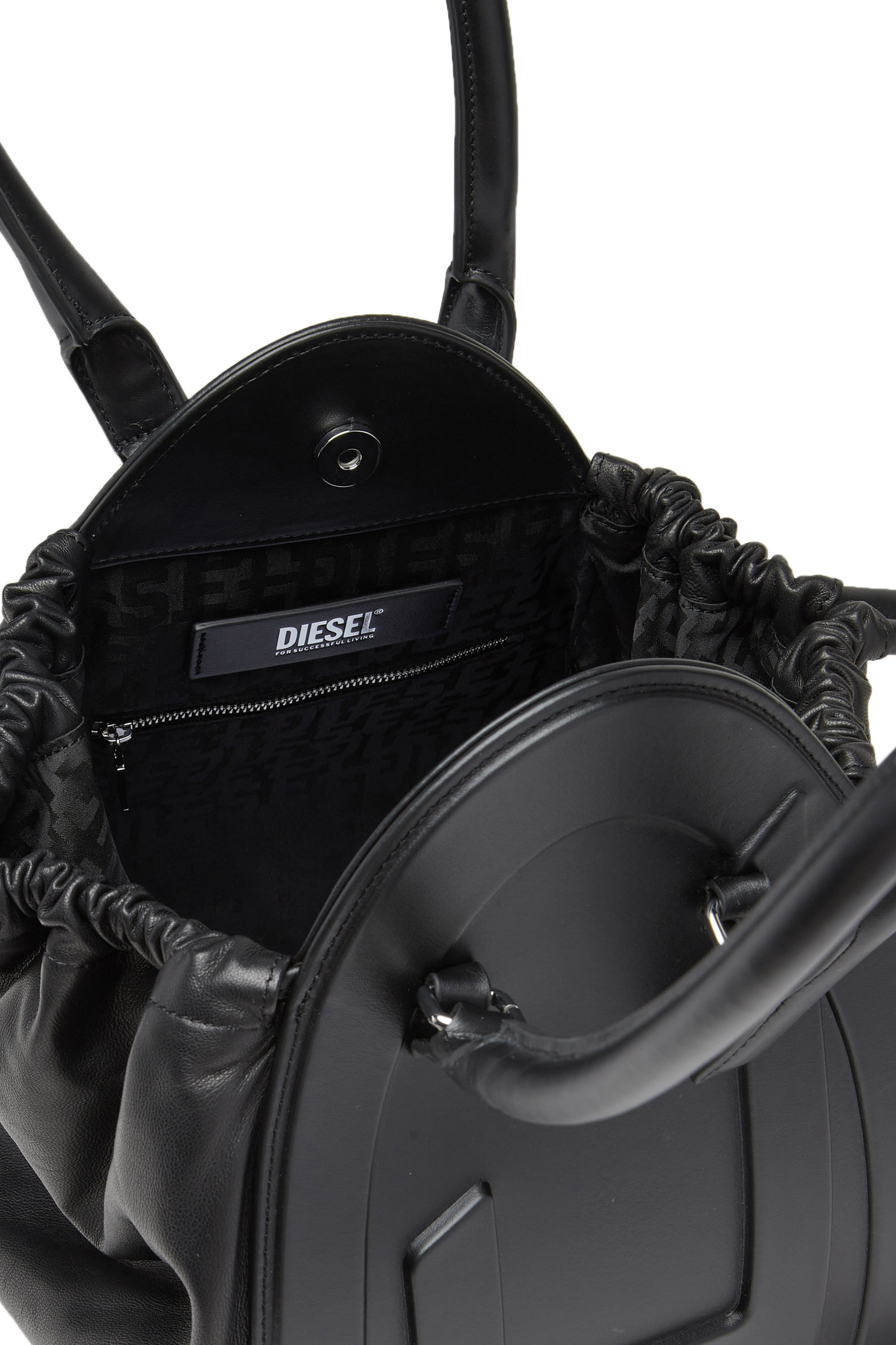 Diesel - 1DR-FOLD M, Woman 1DR-Fold M-Shoulder bag with maxi embossed logo in Black - Image 5