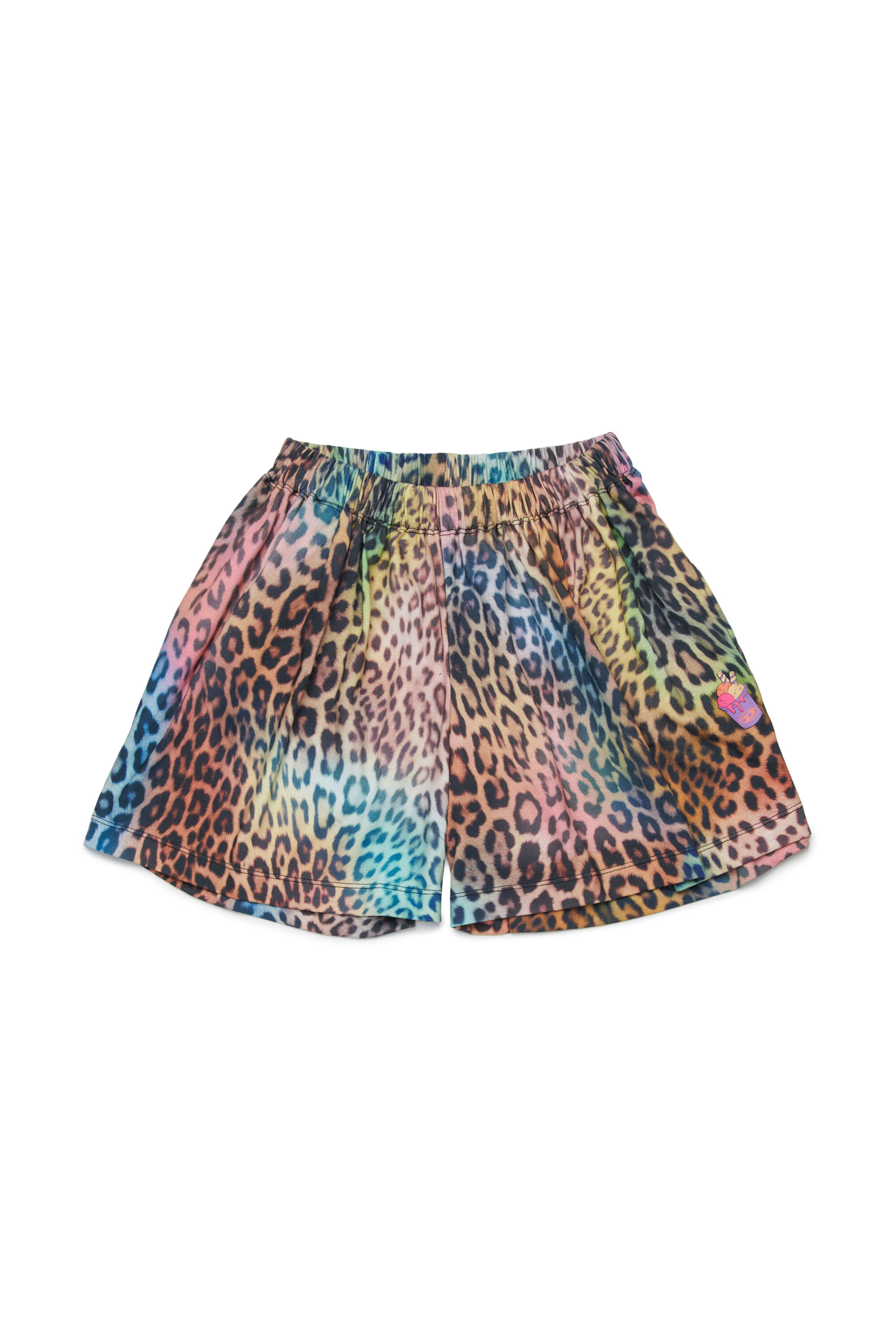 Diesel - MPLILY, Woman's Cotton shorts with multicolour animal print in Brown/Pink - 1