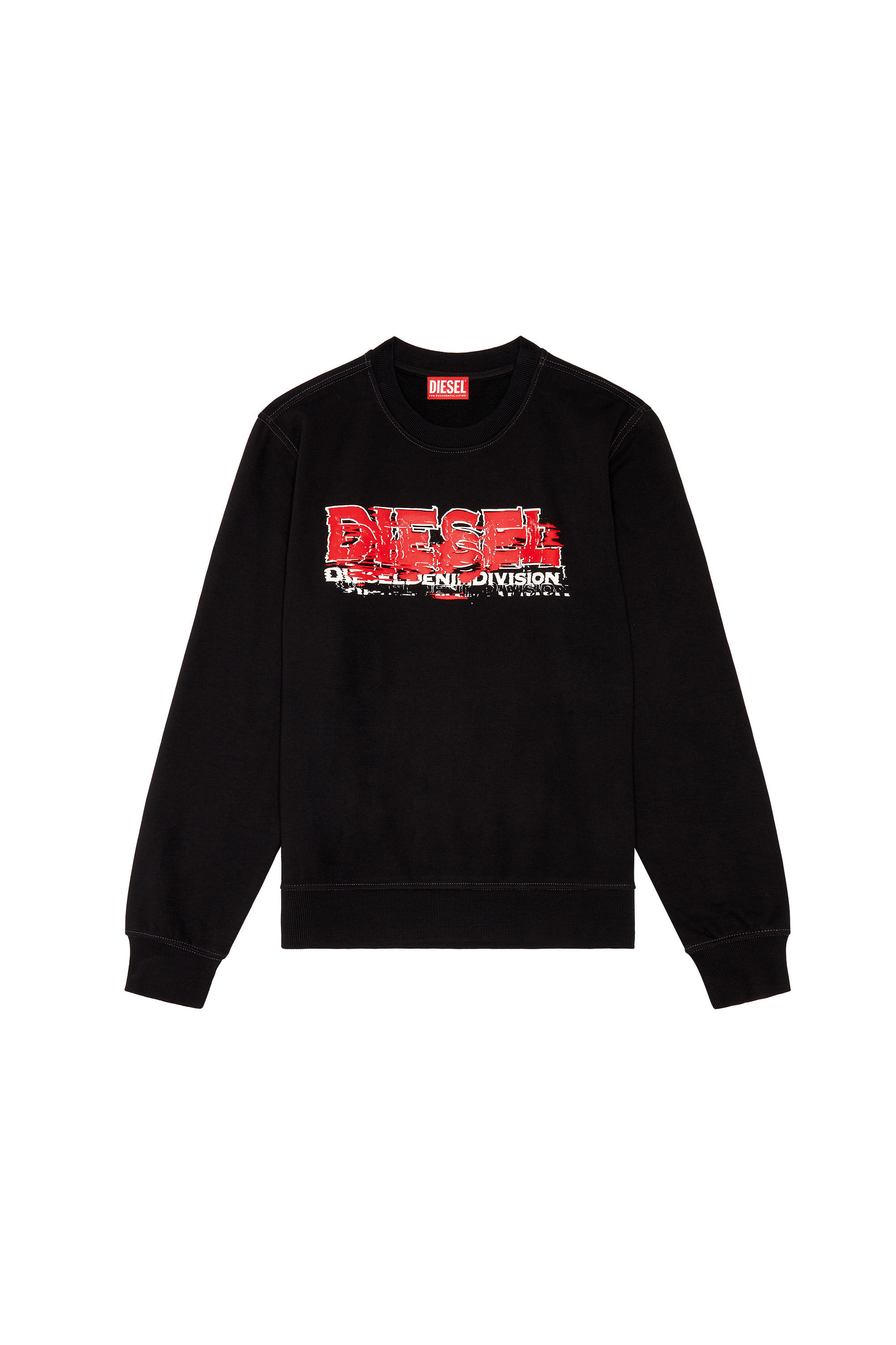 Diesel - S-GINN-K40, Man's Sweatshirt with glitchy logo in Black - 1