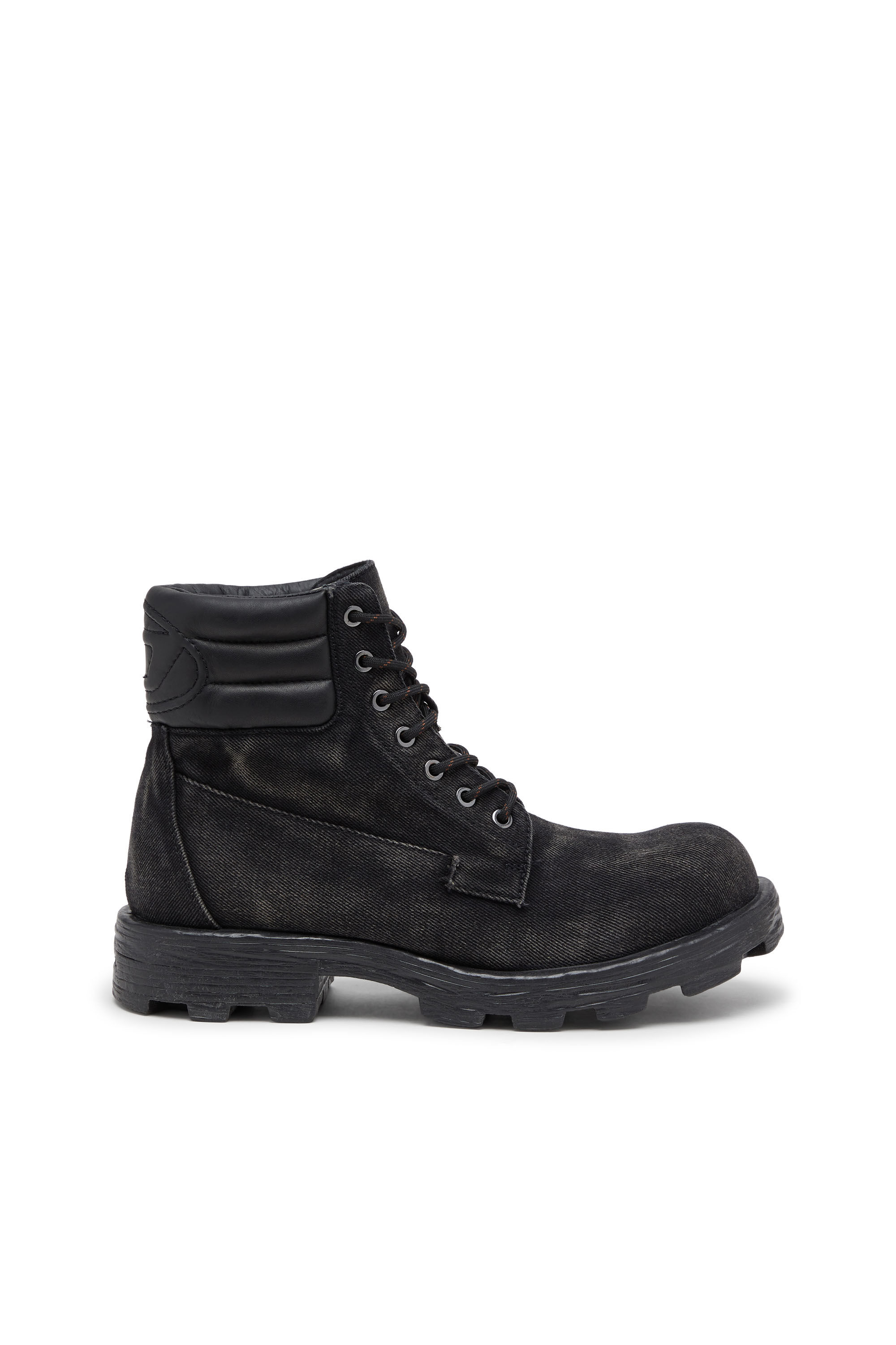 Diesel - D-HAMMER LACE UP, Man's D-Hammer-Combat boots in denim and leather in Black - 1