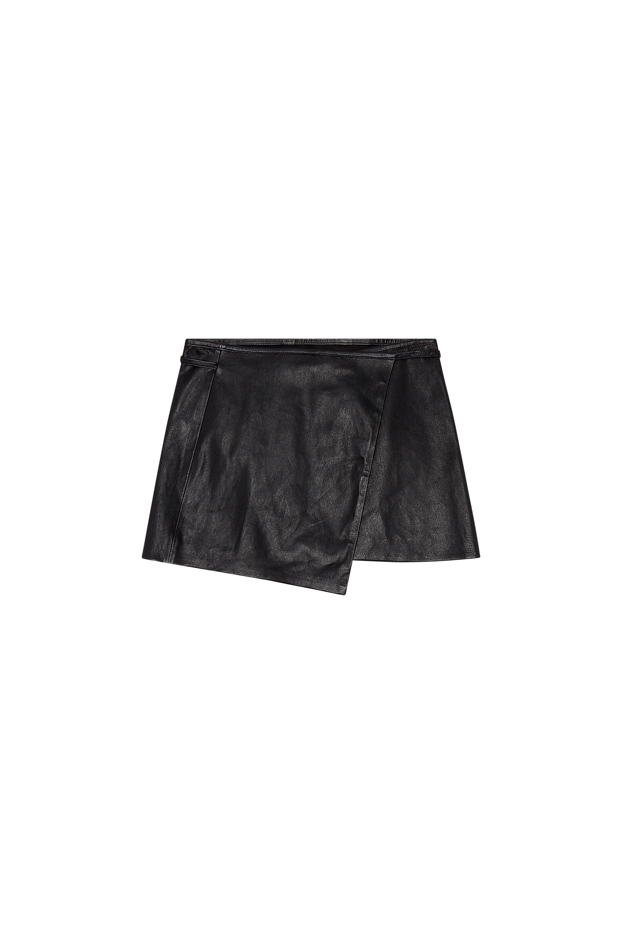 Diesel - L-KESSELLE, Woman Wrap mini skirt in stretch leather in Black - Image 2