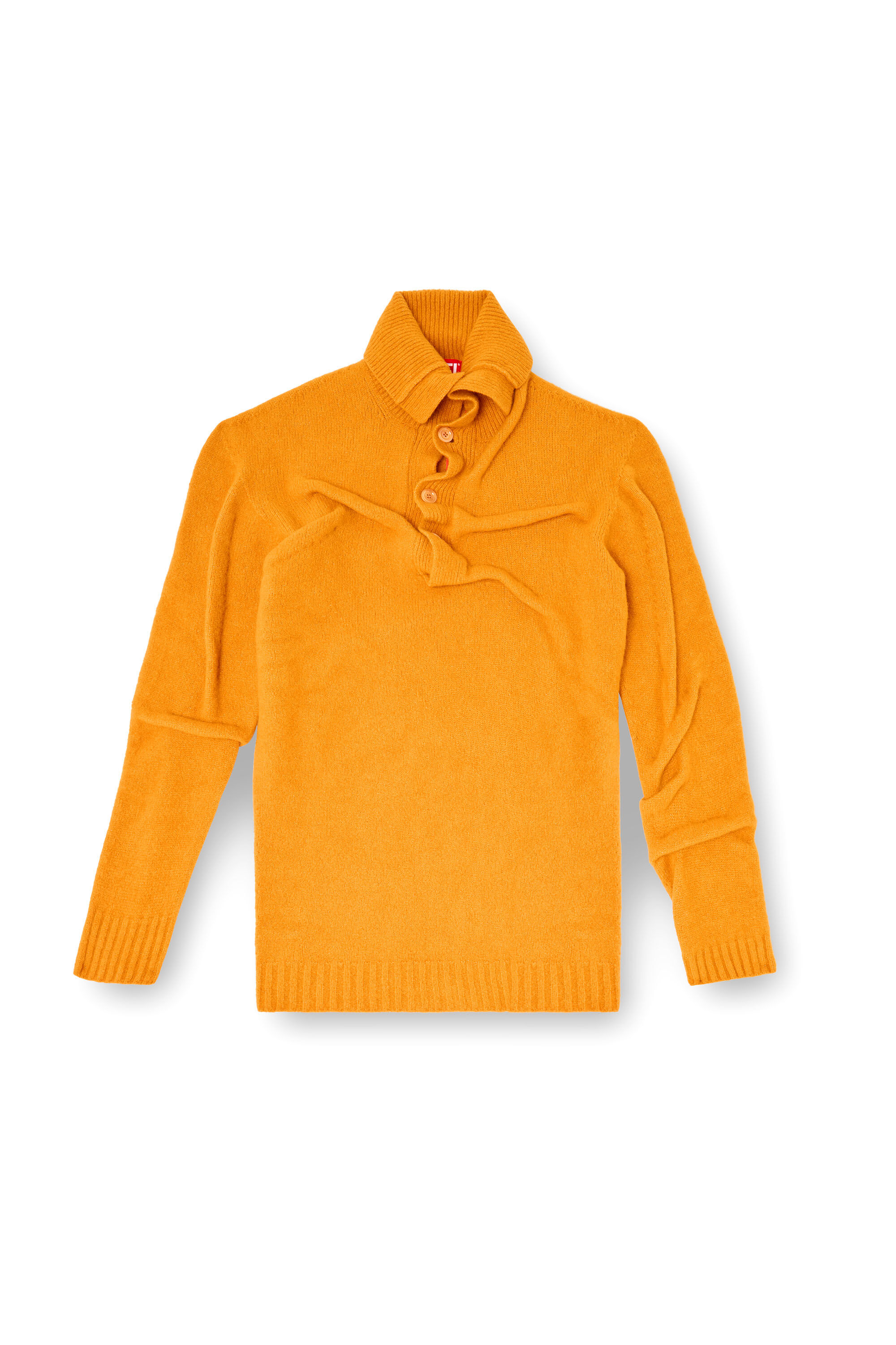 Diesel - K-ANDREW, Man's Button-neck jumper in wrinkled boiled knit in null - 2