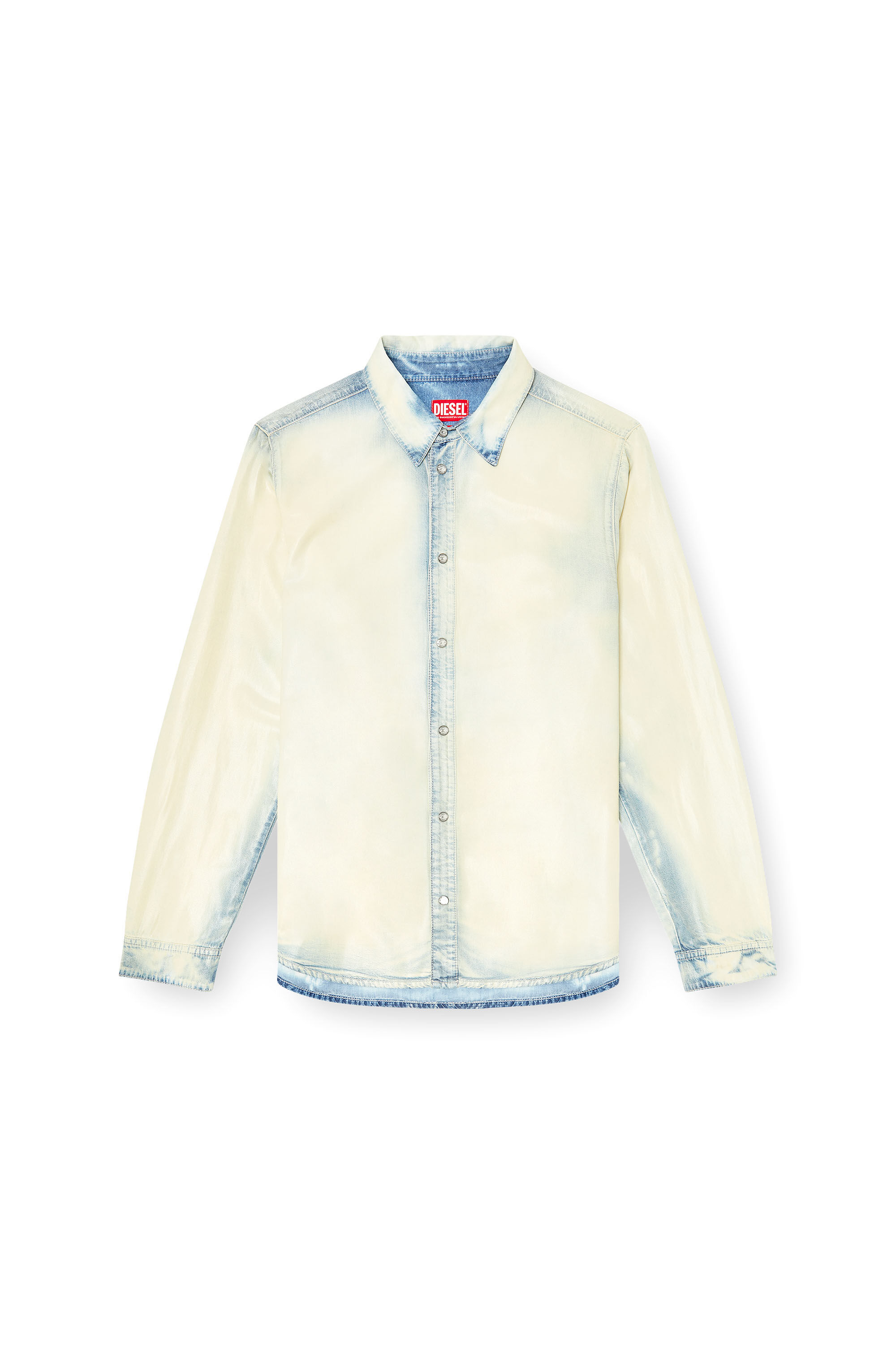 Diesel - D-SYNAR-FSI1, Man's Shirt in fluid X-Ray bleach denim in Blue/White - 2