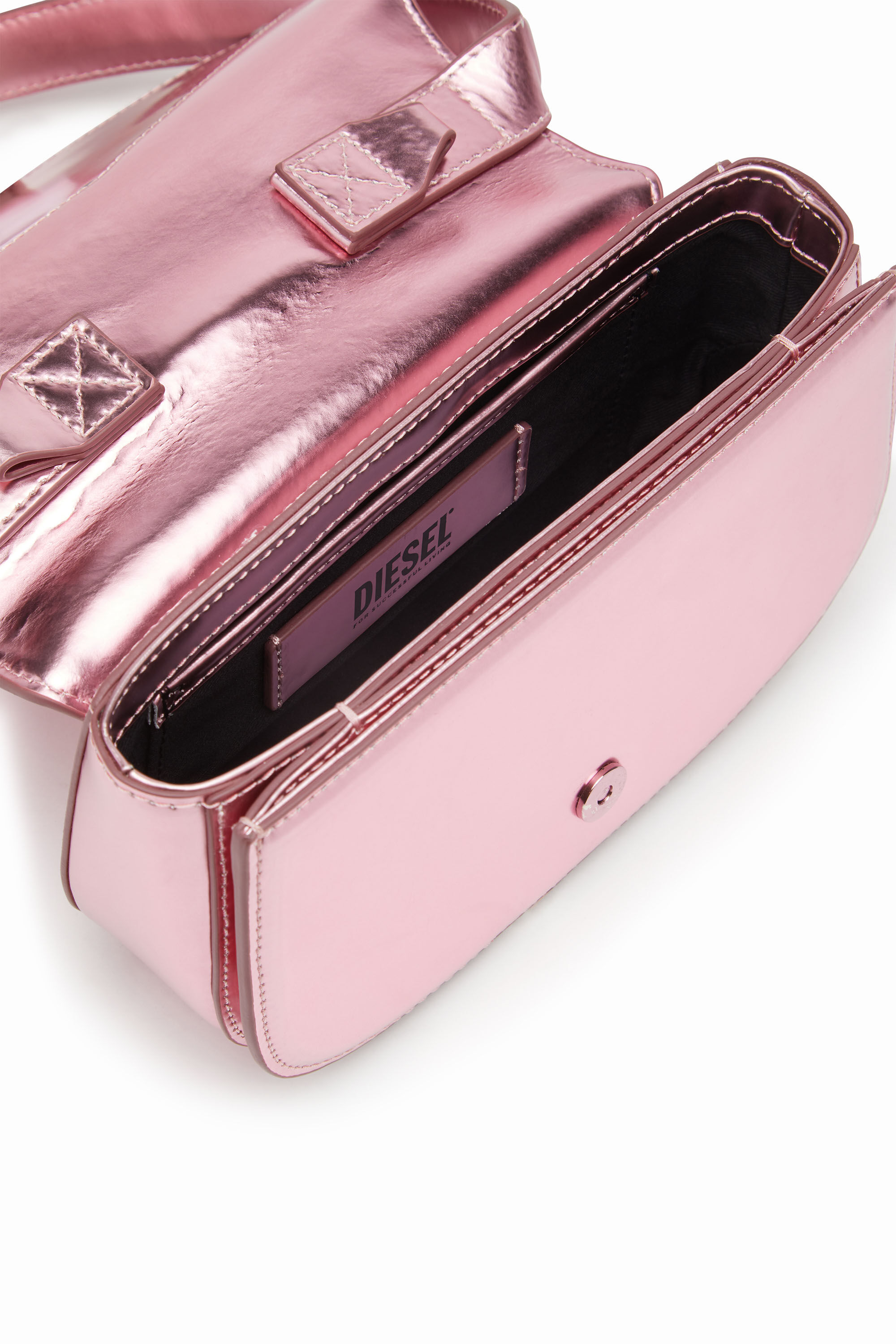 Diesel - 1DR, Woman 1DR-Iconic shoulder bag in mirrored leather in Pink - Image 5