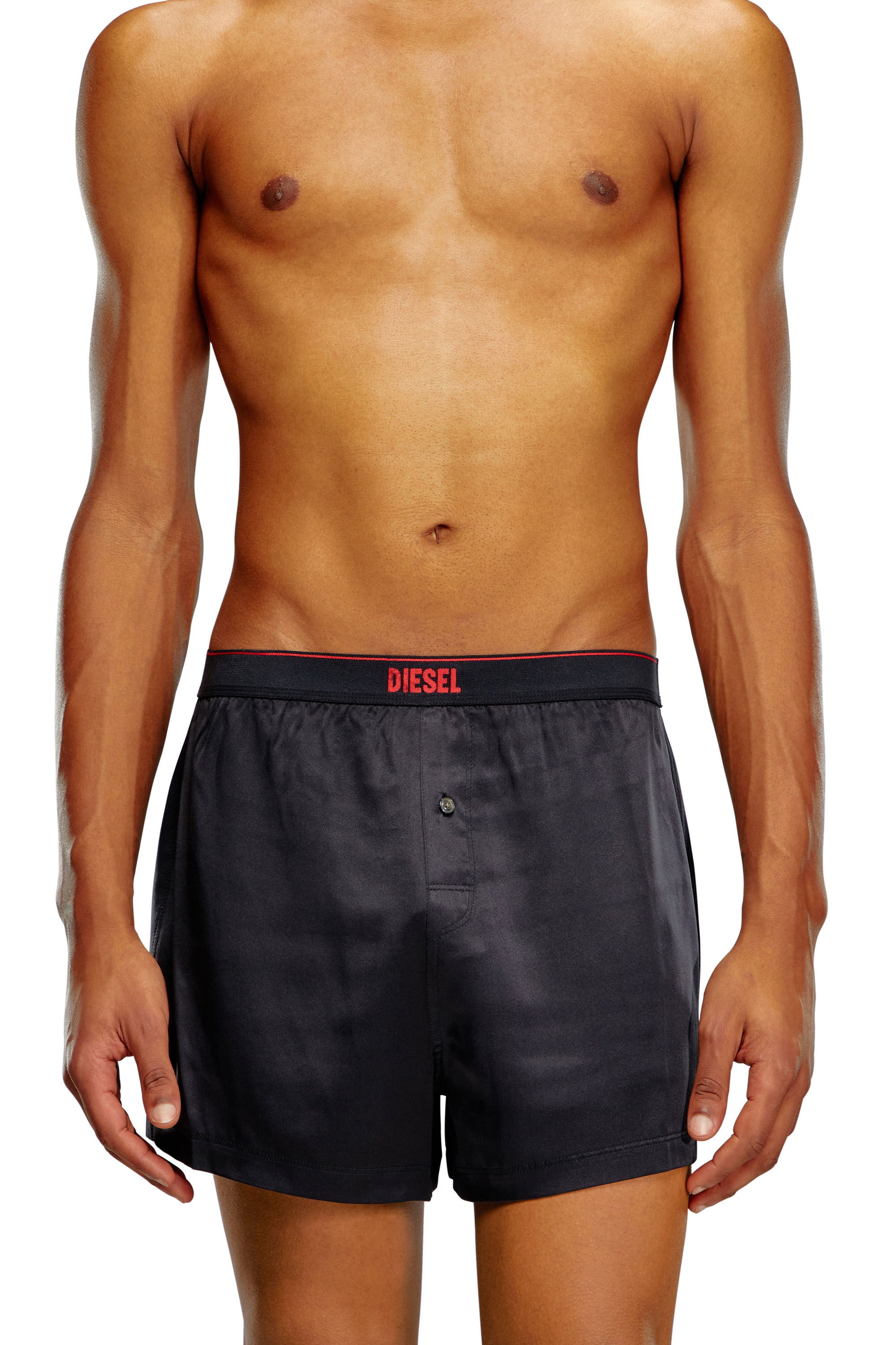 Diesel - UUBX-STARK-EL, Unisex Silk boxers with logo waist in Black - Image 3
