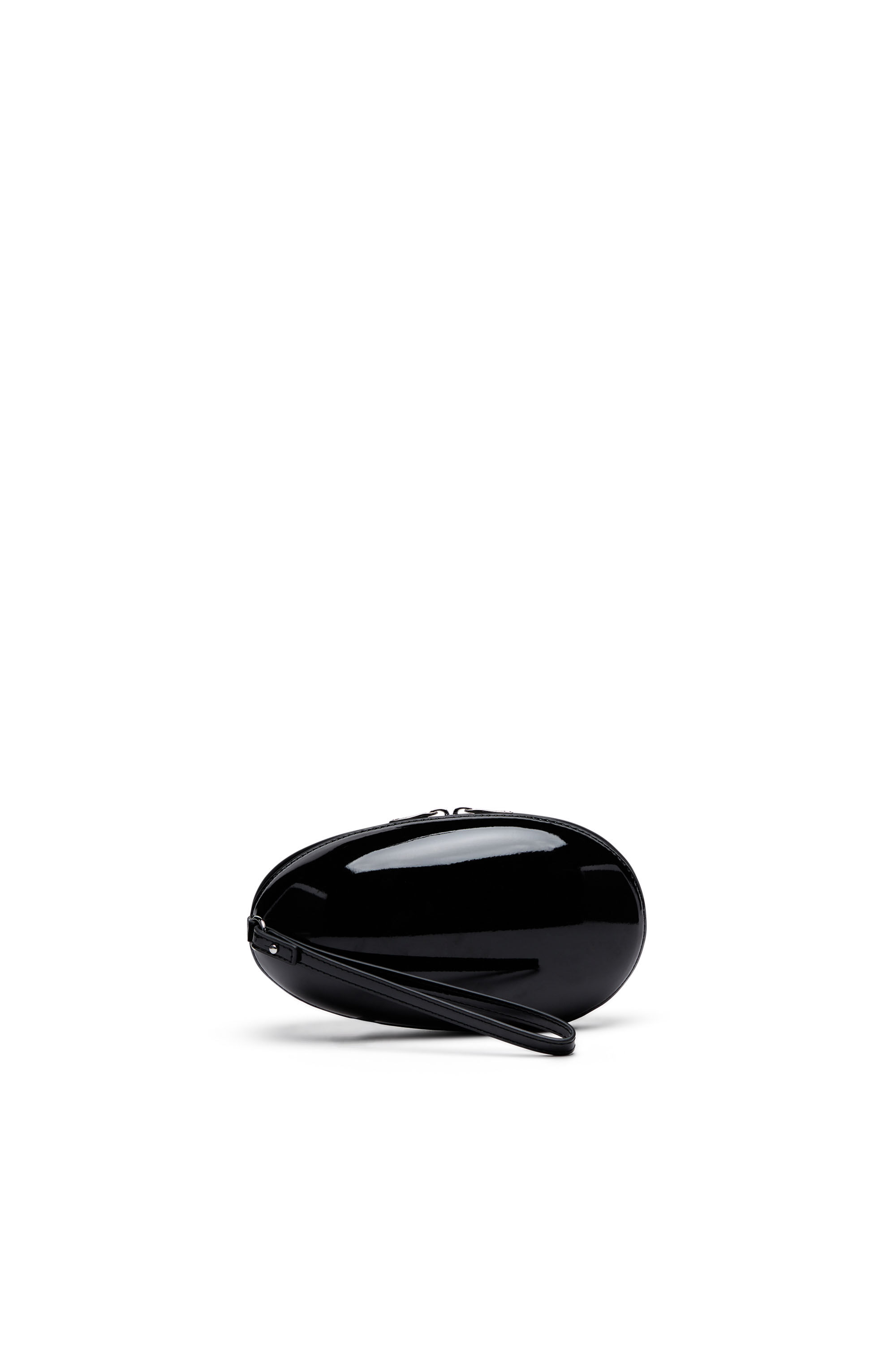Diesel - 1-DR FOLD CLUTCH, Woman 1-DR Fold-Structured oval clutch in glossy PU in Black - Image 3
