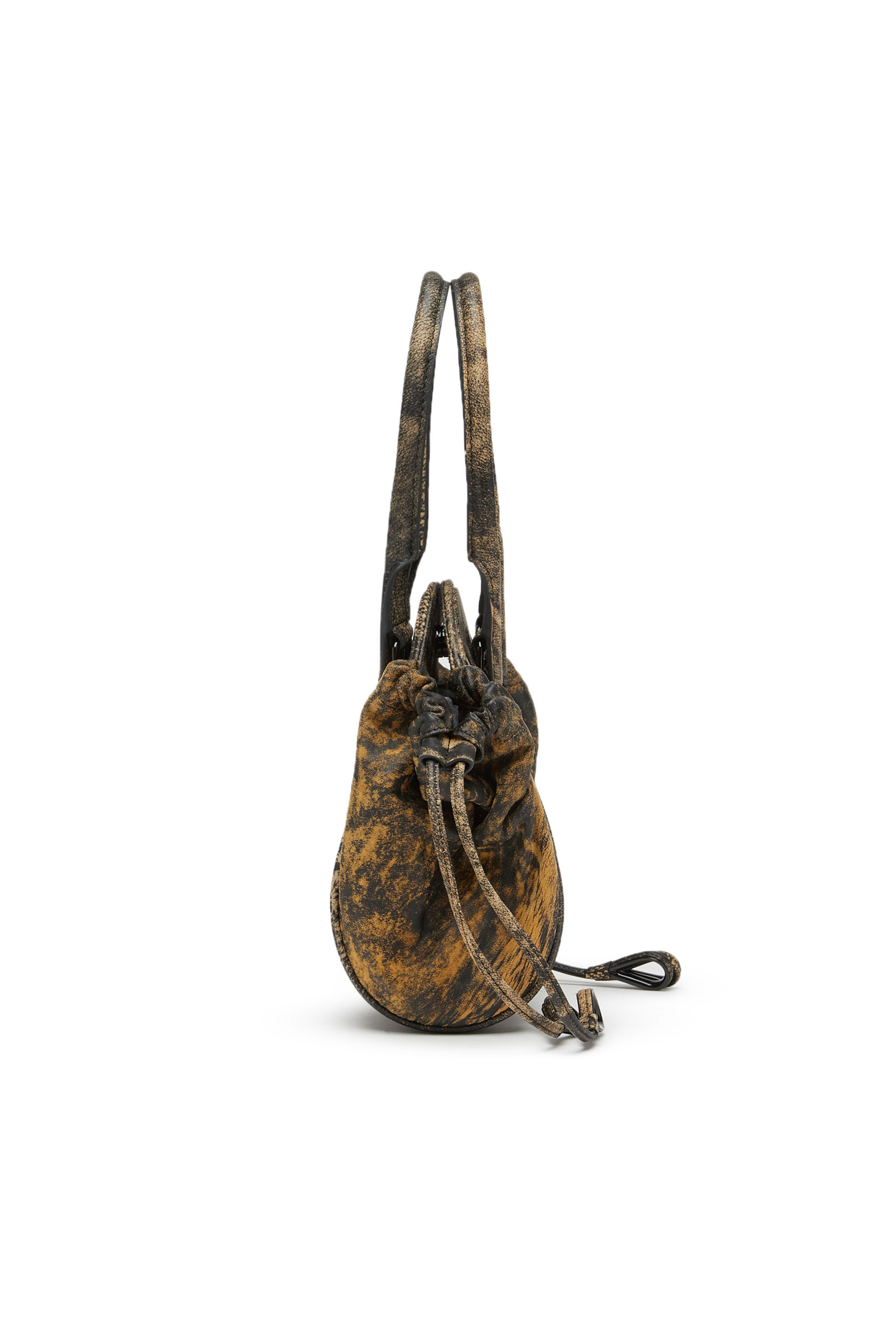 Diesel - 1DR-FOLD XS, Woman 1DR-Fold XS - Oval logo handbag in marbled leather in Brown - Image 4