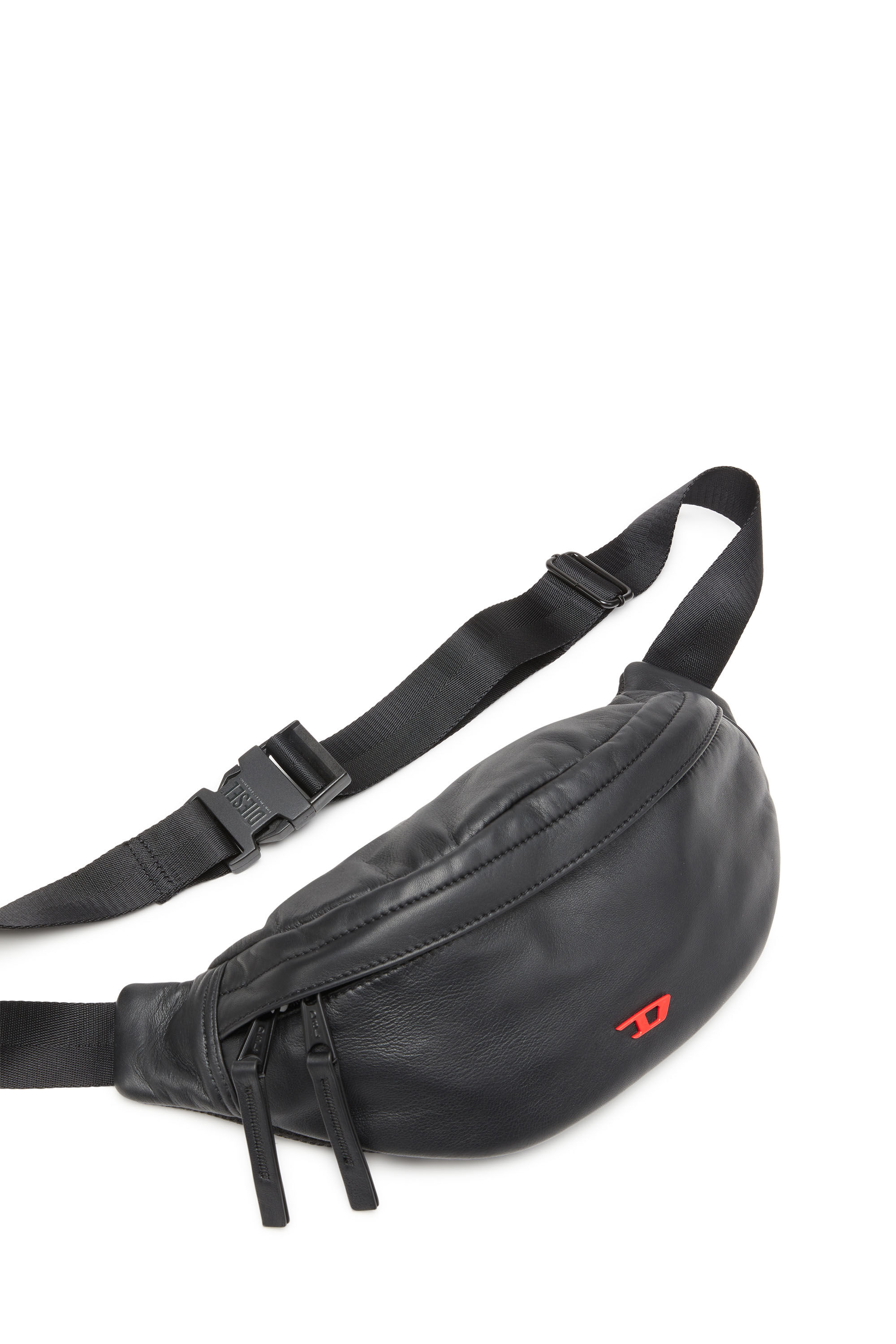 Diesel - RAVE BELTBAG, Man Rave-Leather belt bag with metal D in Black - Image 5