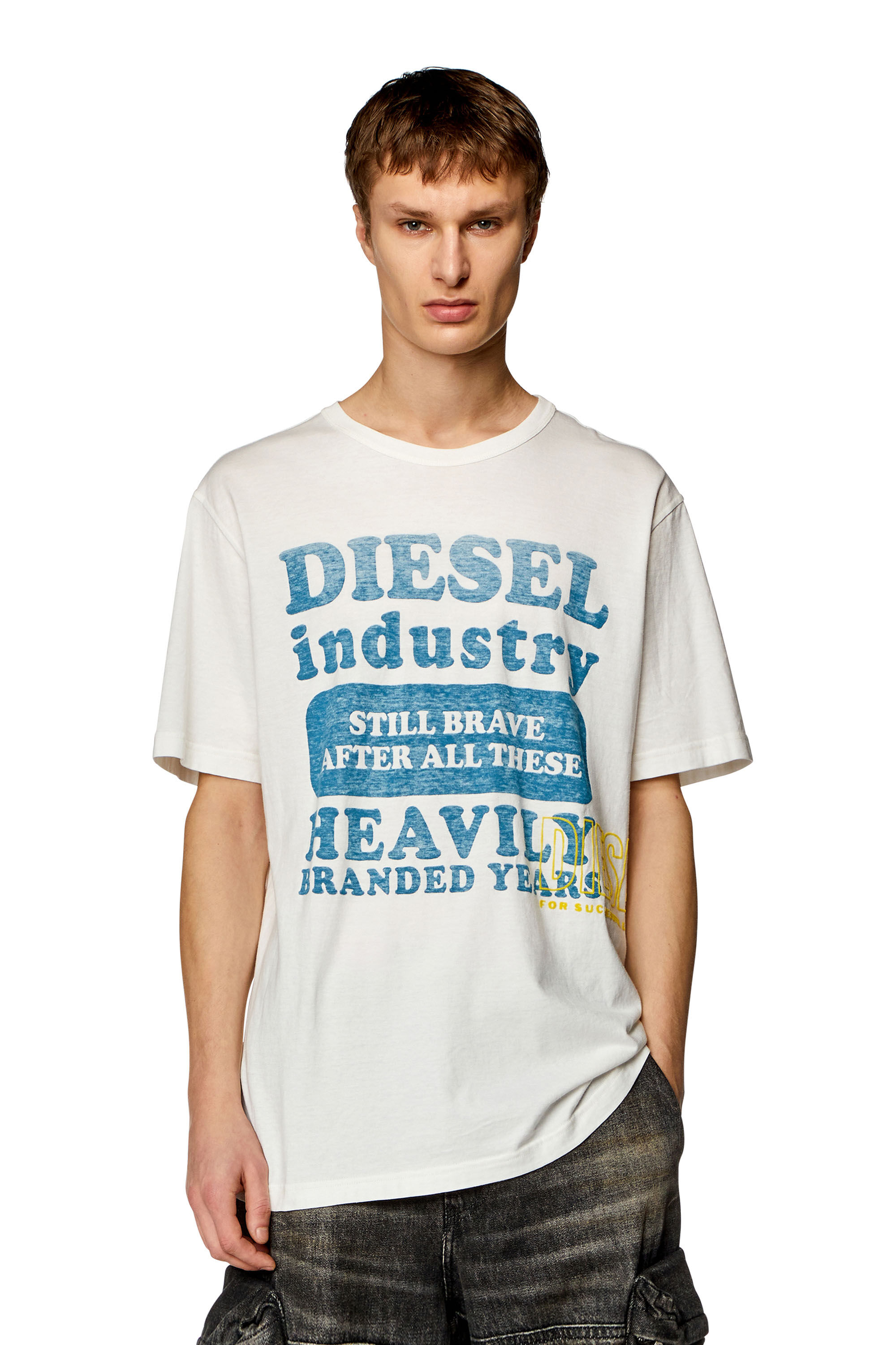 Diesel - T-JUST-N9, Man T-shirt with inside-out logo print in White - Image 3