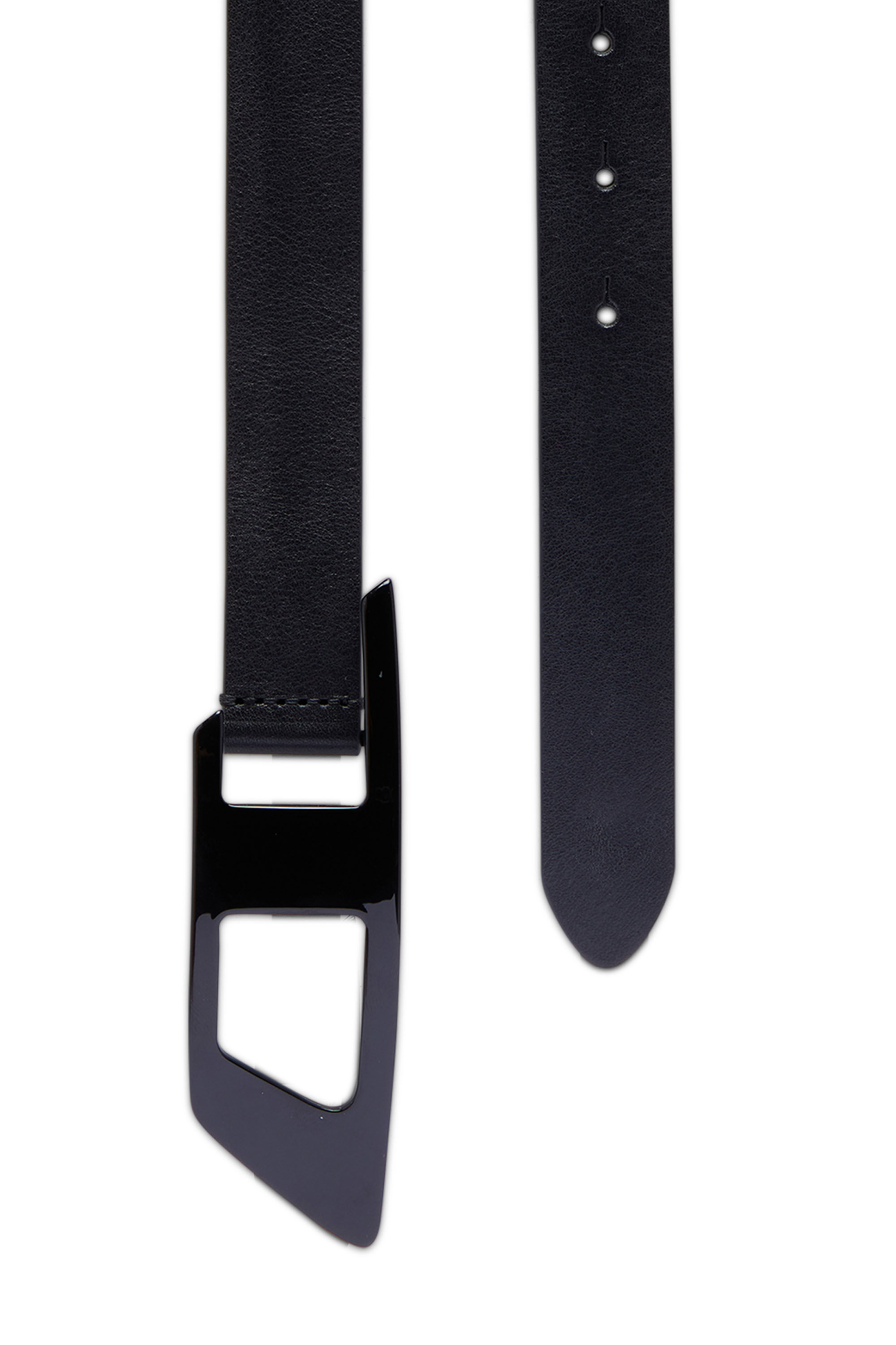 Diesel - B-DLOGO II, Man Slim leather belt with D buckle in Black - Image 2