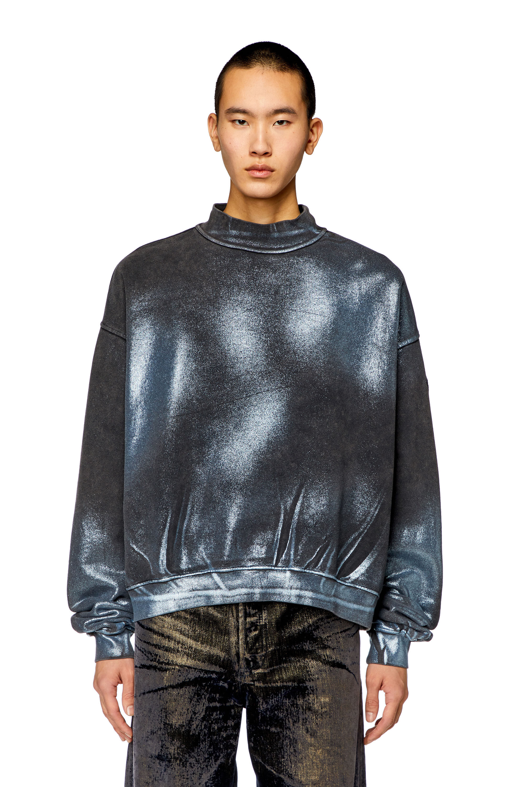 Diesel - F-ALEXAN, Man Faded metallic sweatshirt in Multicolor - Image 3
