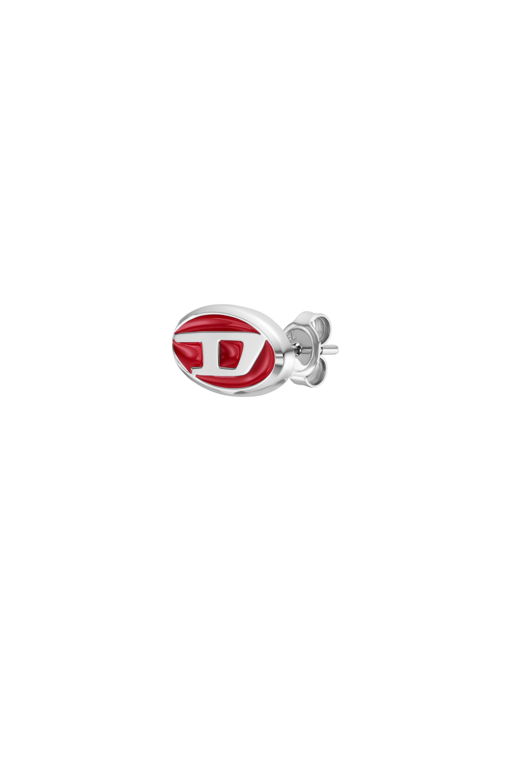 Diesel - DX1443, Unisex Red enamel and stainless steel single stud earring in Silver - Image 1
