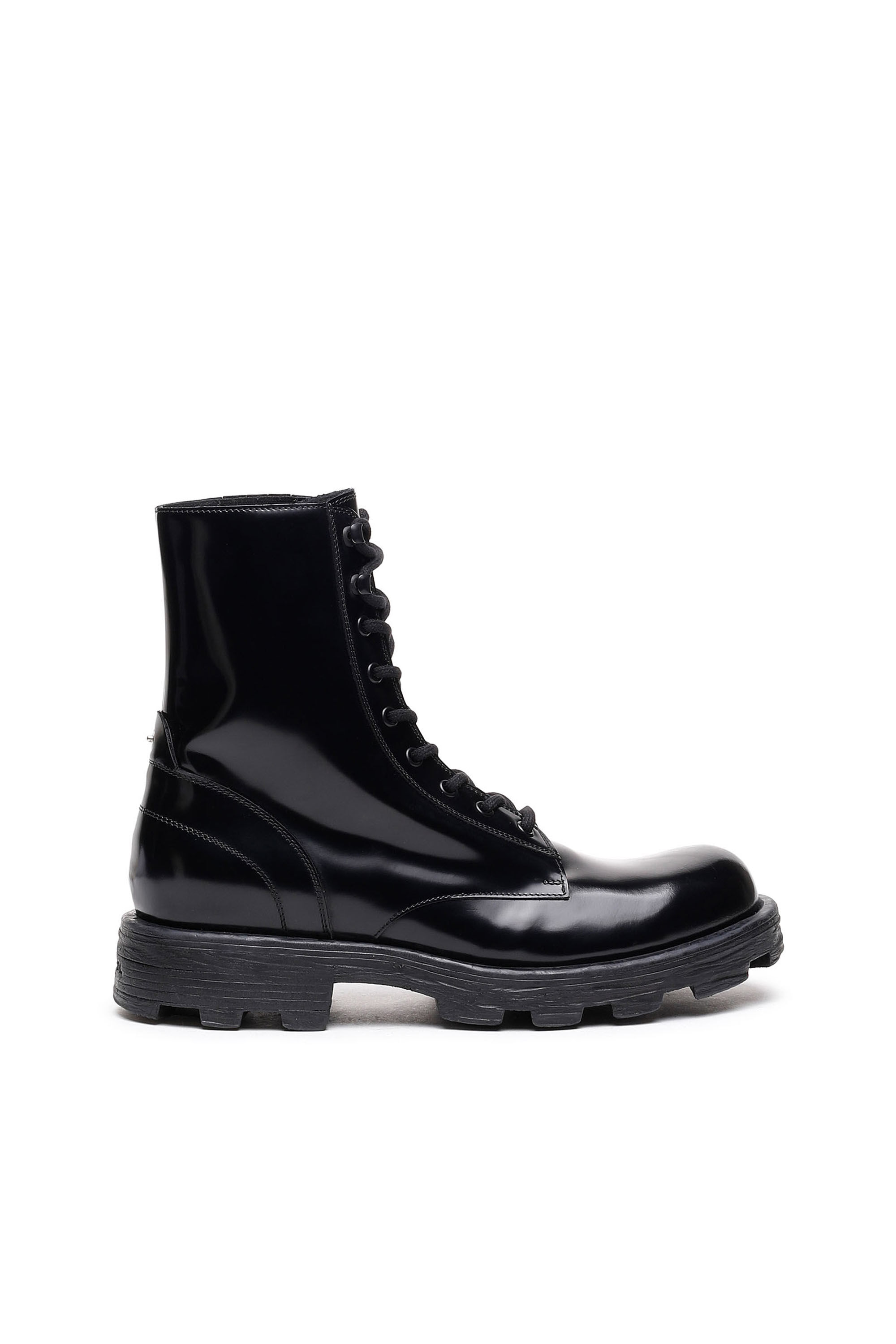 Diesel - D-HAMMER BT, Man D-Hammer-Combat boots in glossed leather in Black - Image 1